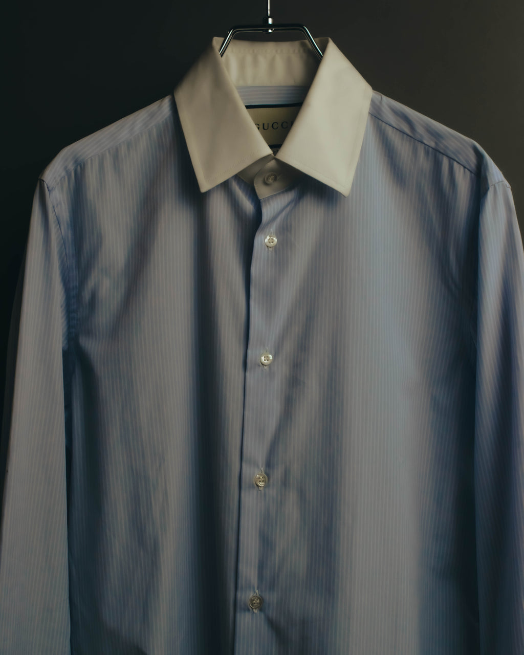 "GUCCI" 10's-20's Striped contrast-collar cotton shirt