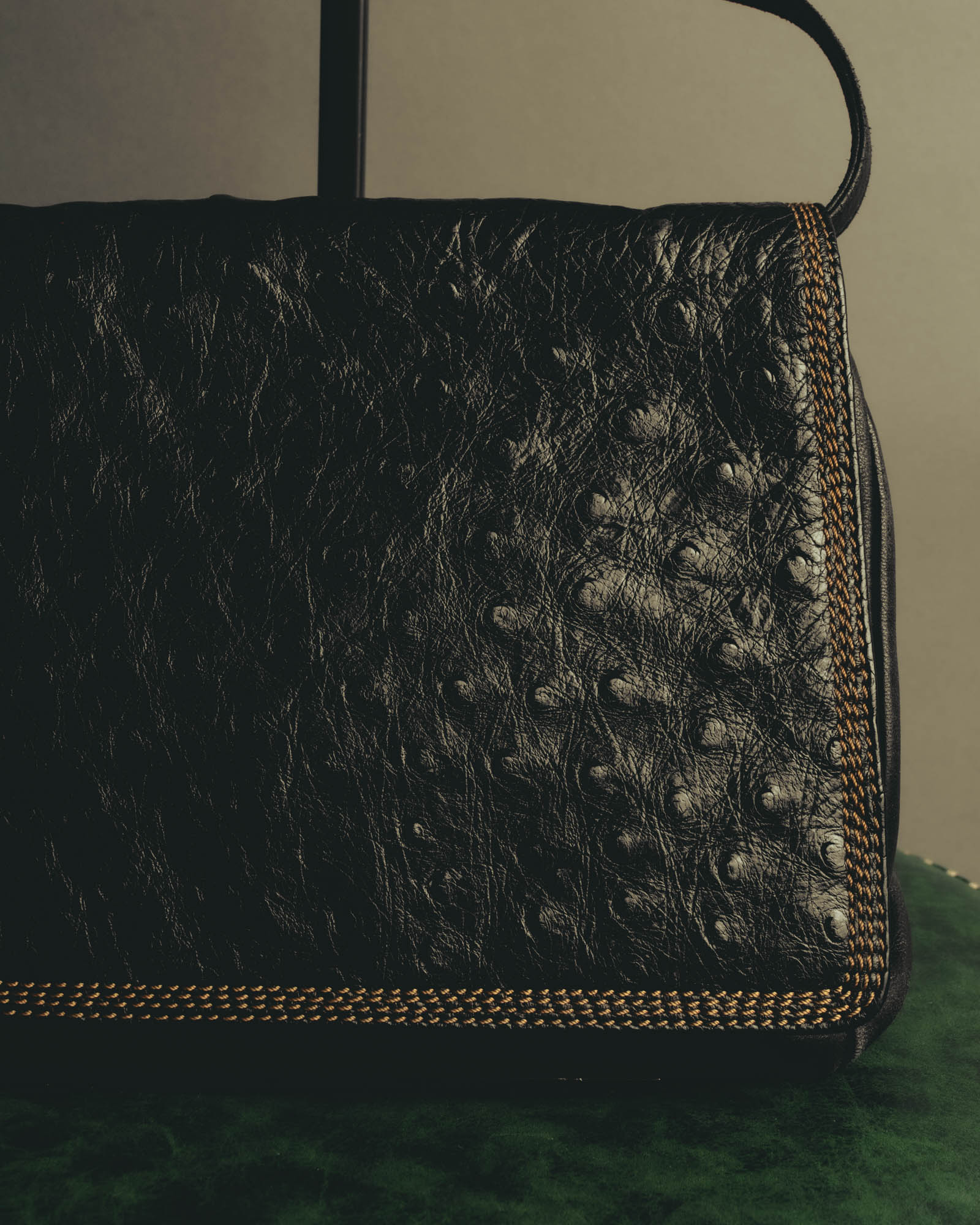 "LOEWE" 1990s to early 2000 ostrich leather shoulder bag