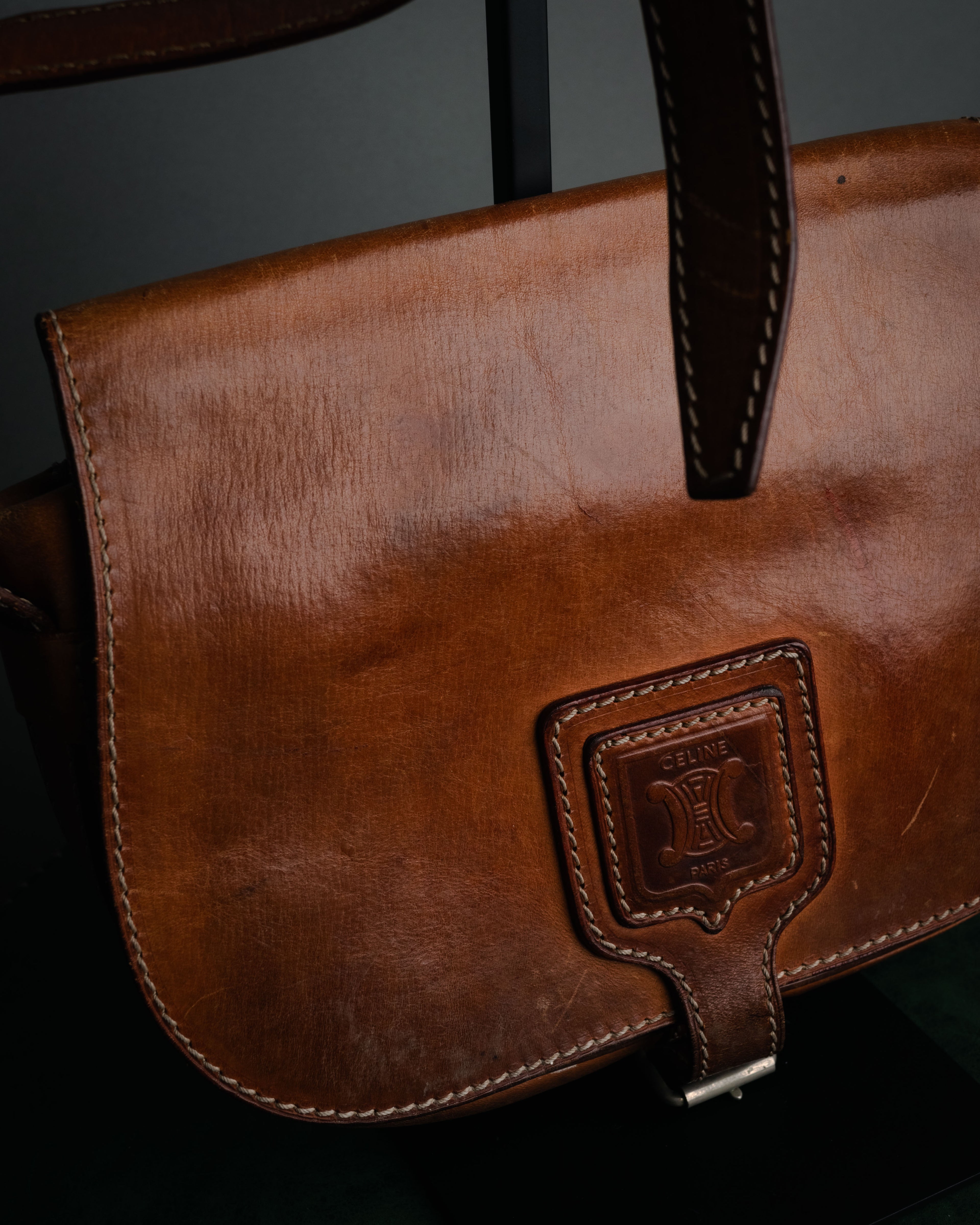 “CELINE” 90’s Leather triomphe shoulder bag