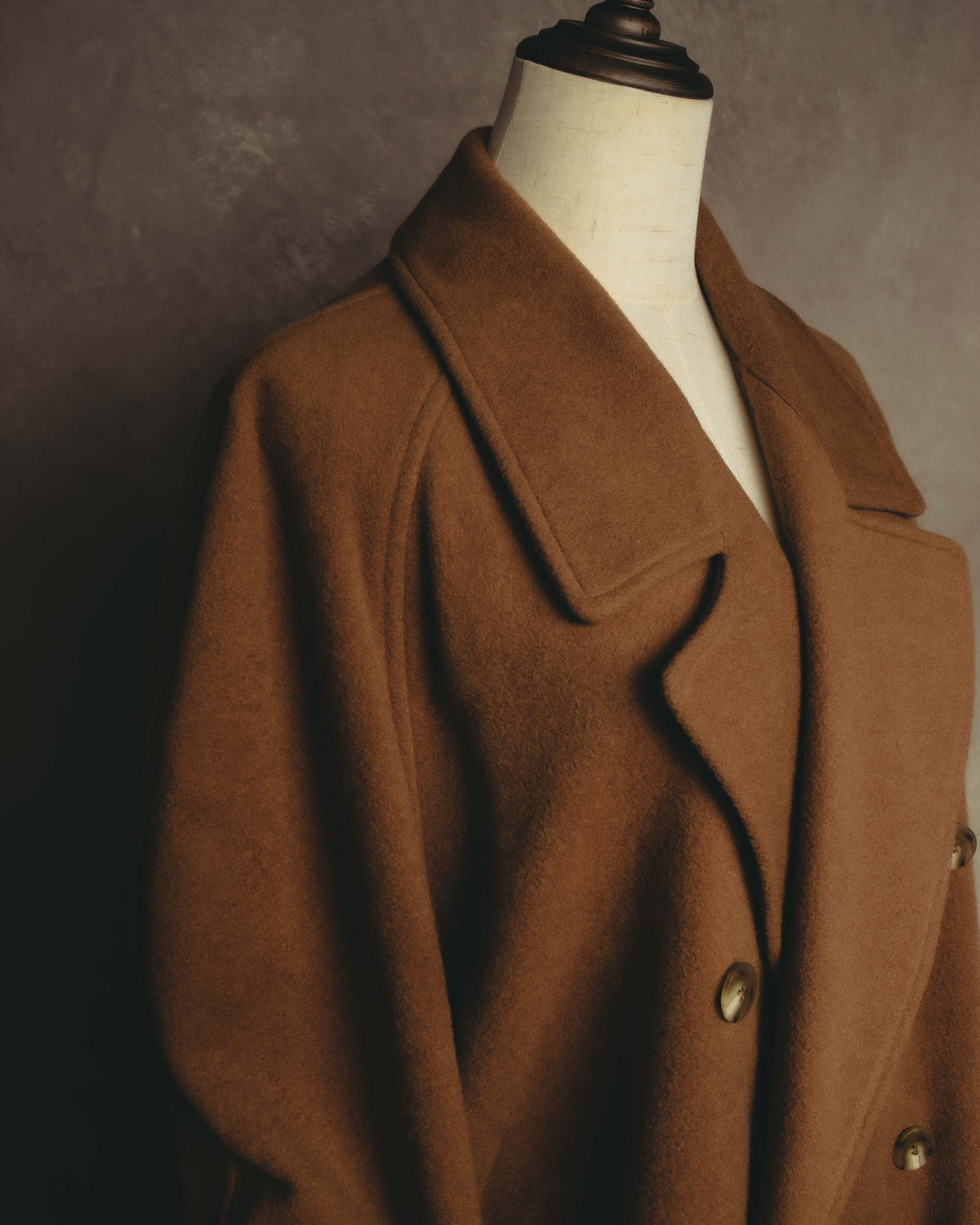 "KENZO" 80's-90's Sculptural double-breasted wool coat