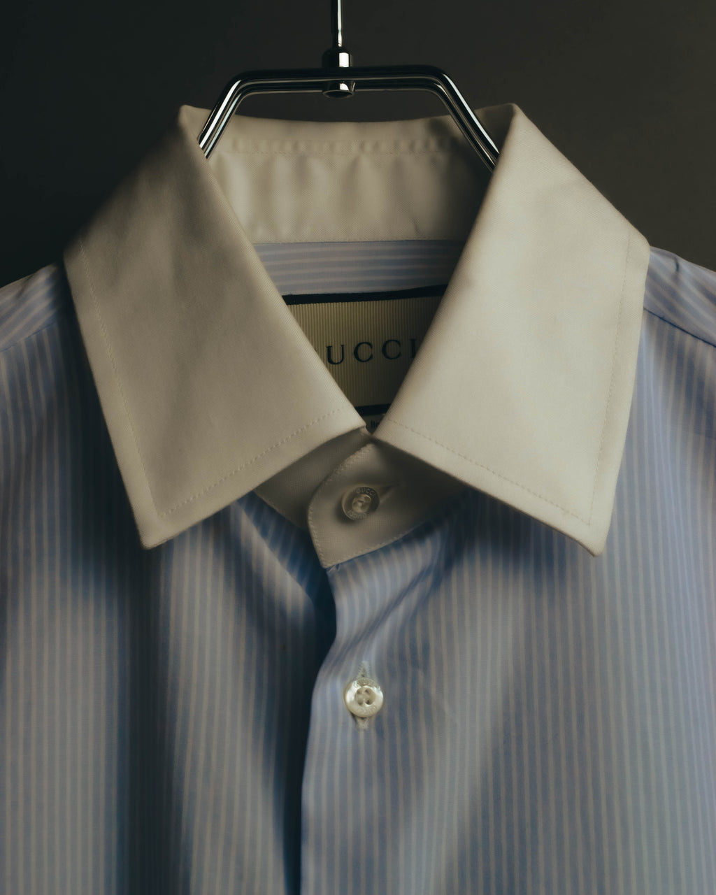 "GUCCI" 10's-20's Striped contrast-collar cotton shirt