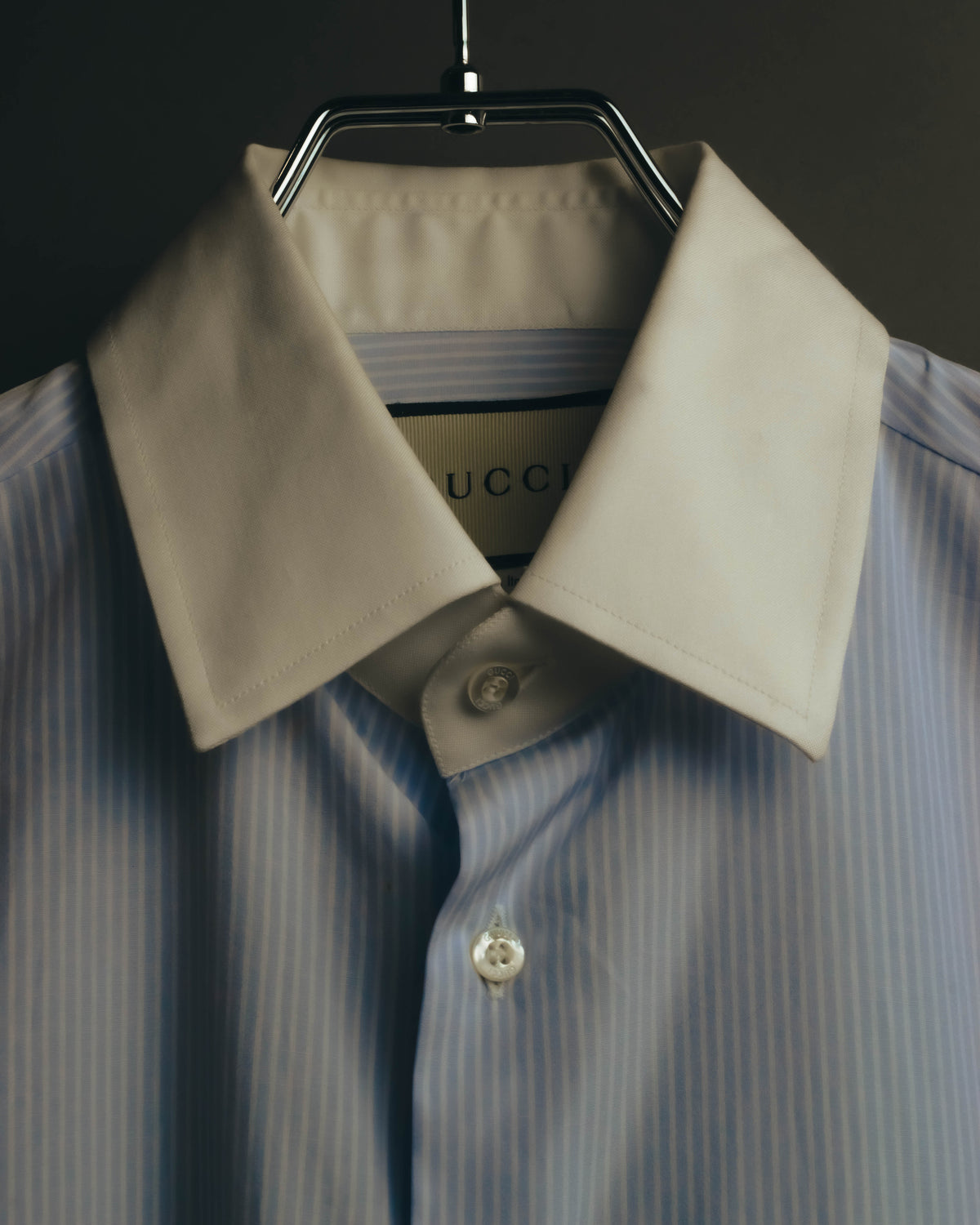 "GUCCI" 10's-20's Striped contrast-collar cotton shirt