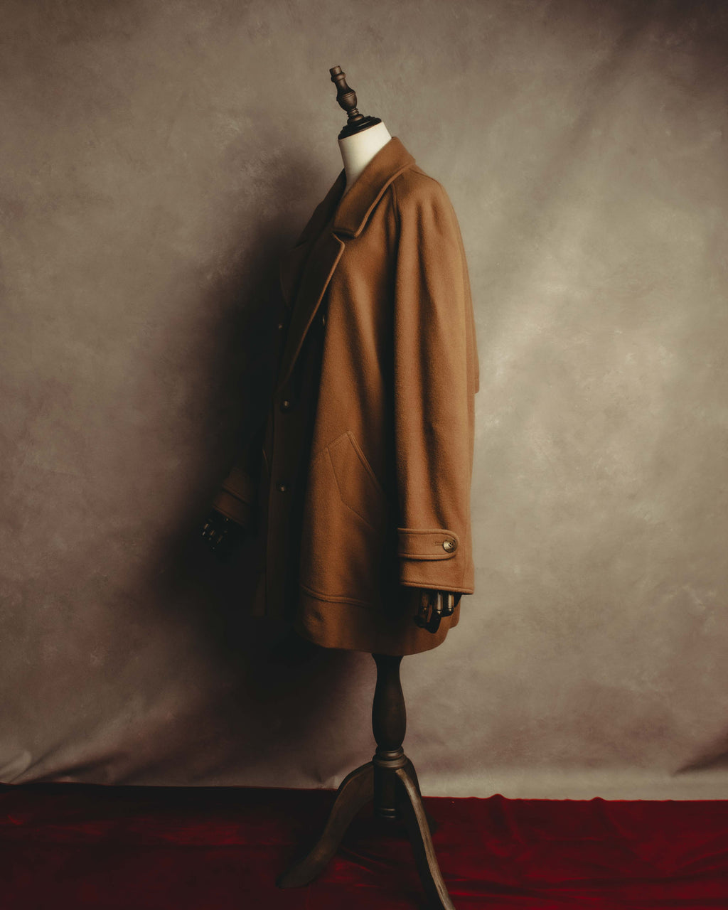 "KENZO" 80's-90's Sculptural double-breasted wool coat