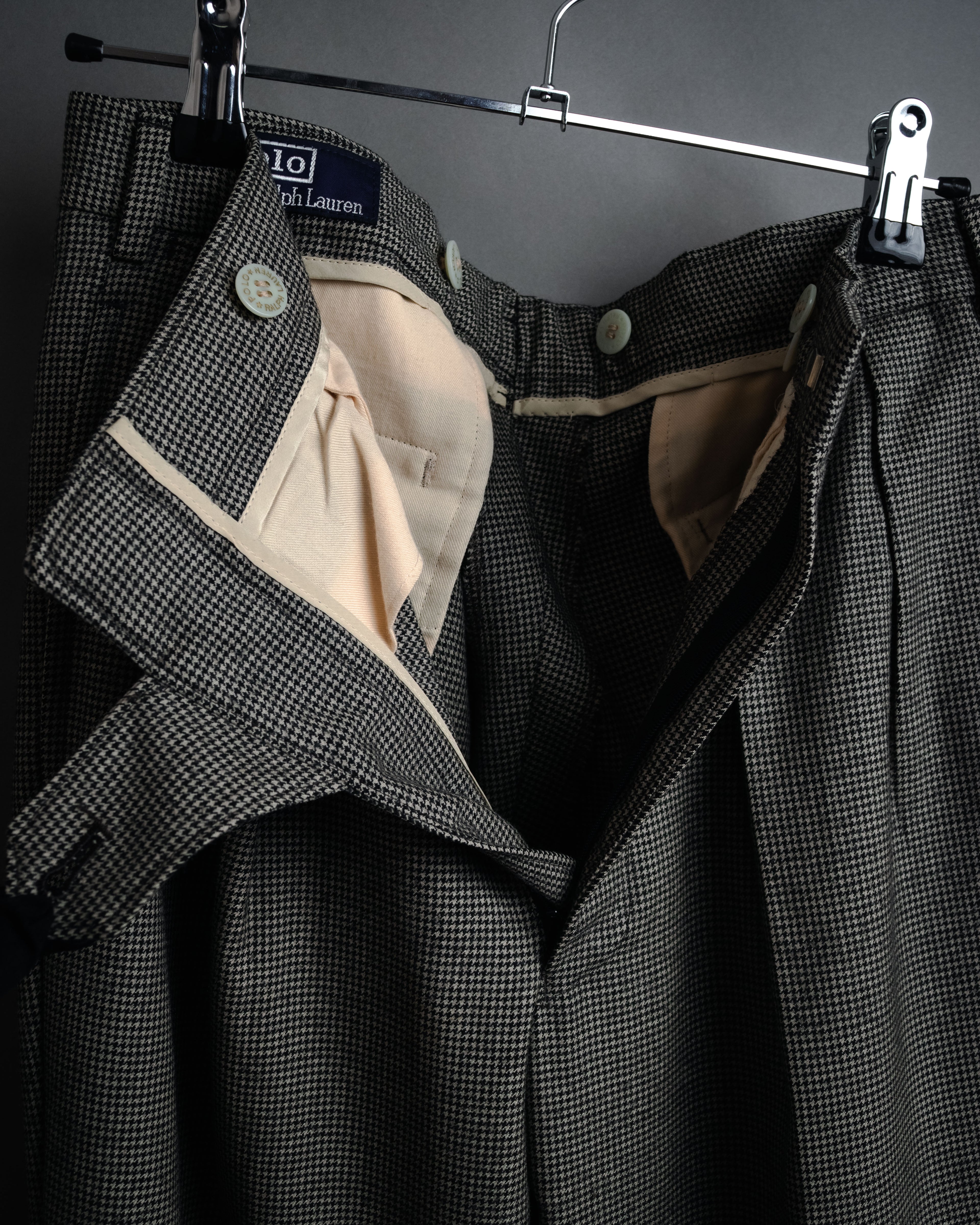 “Polo by Ralph Lauren” 90’s Houndstooth two tuck wool trousers