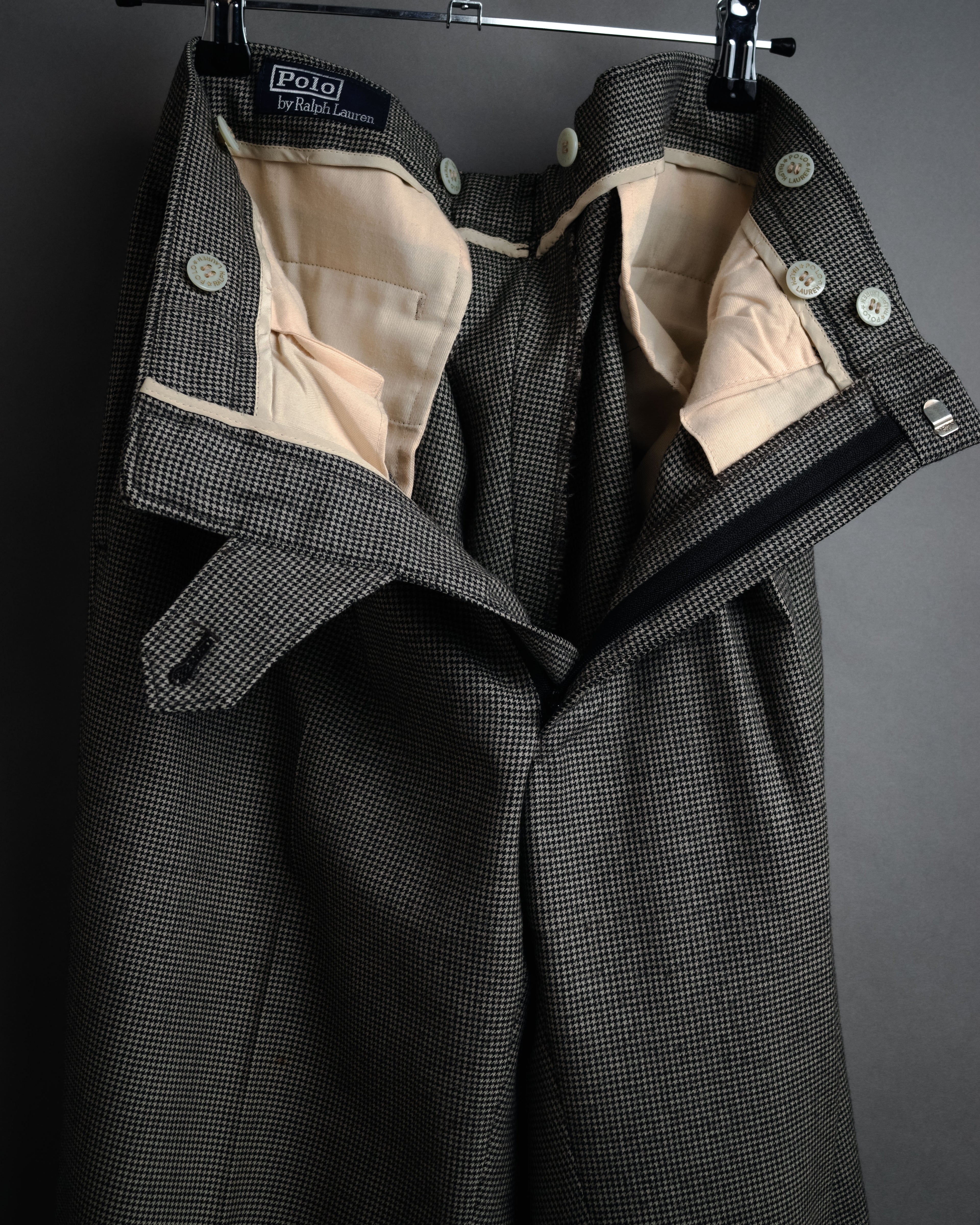 “Polo by Ralph Lauren” 90’s Houndstooth two tuck wool trousers