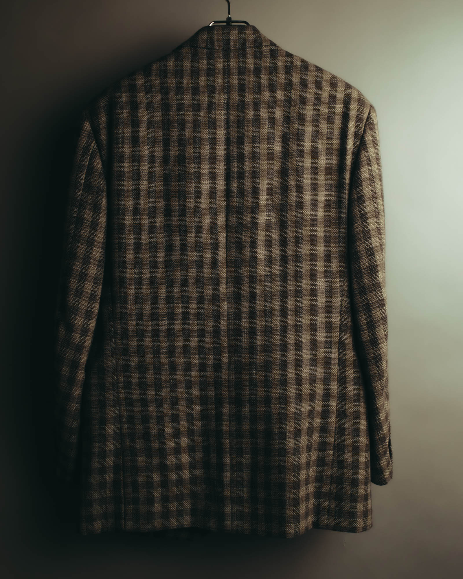 "Salvatore Ferragamo" 90's Brown checked tweed sport coat