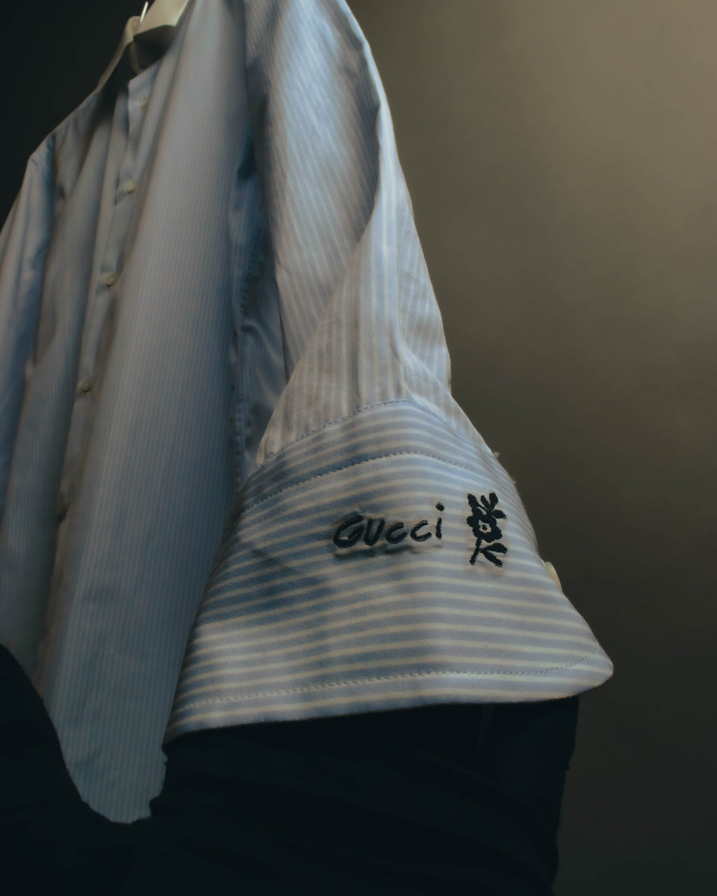 "GUCCI" 10's-20's Striped contrast-collar cotton shirt