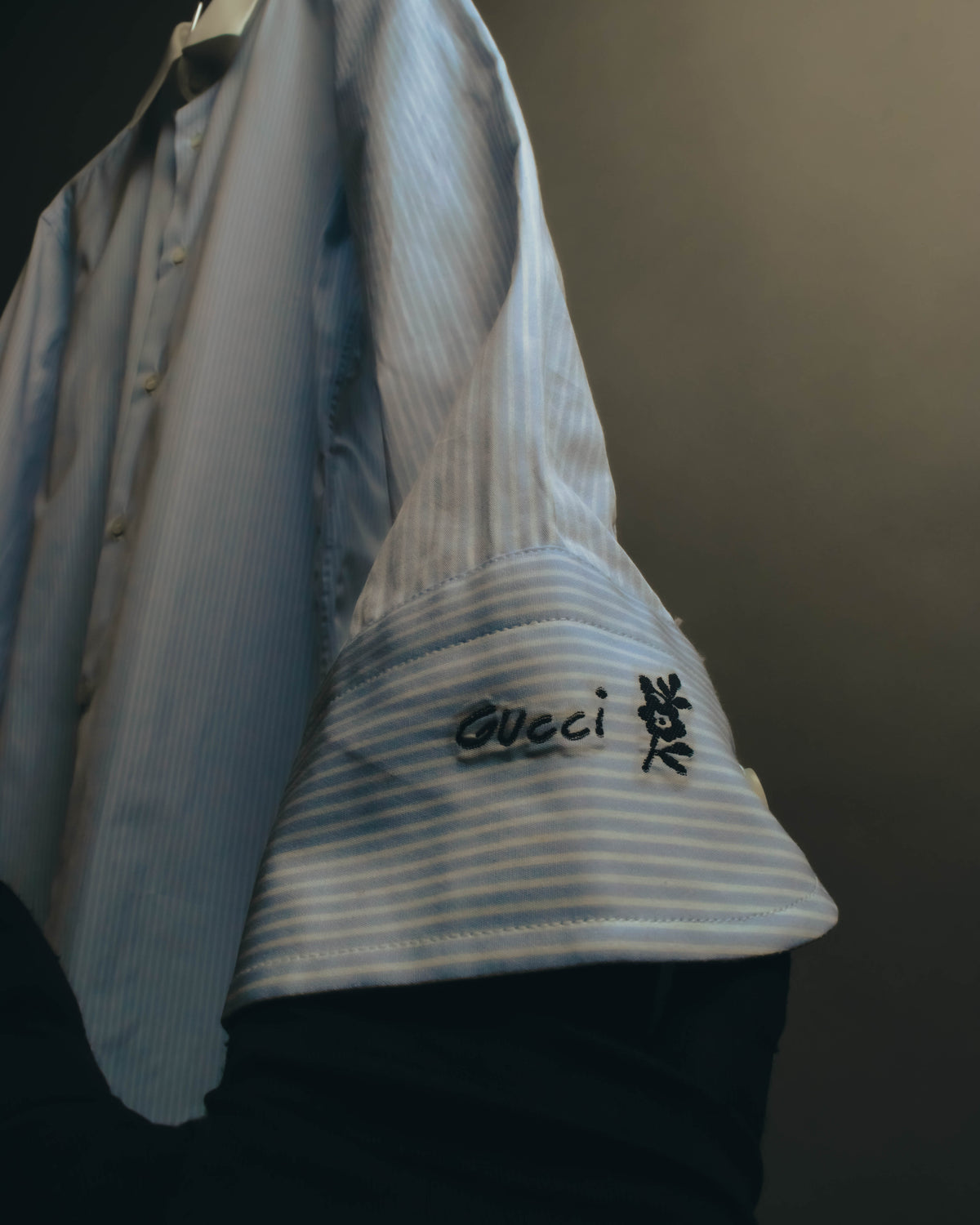 "GUCCI" 10's-20's Striped contrast-collar cotton shirt