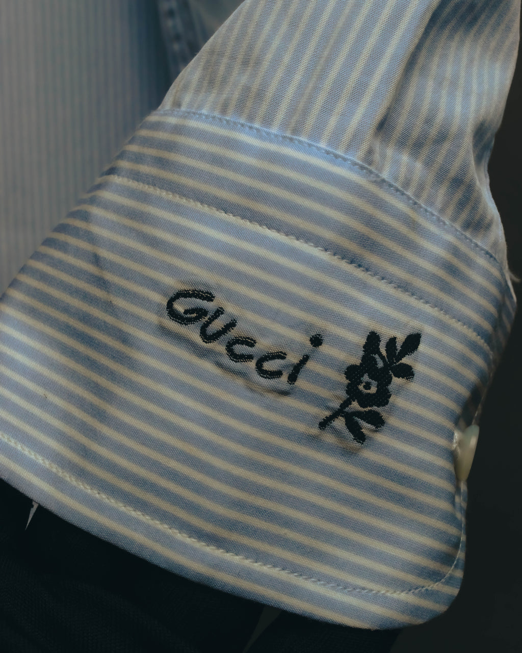 "GUCCI" 10's-20's Striped contrast-collar cotton shirt