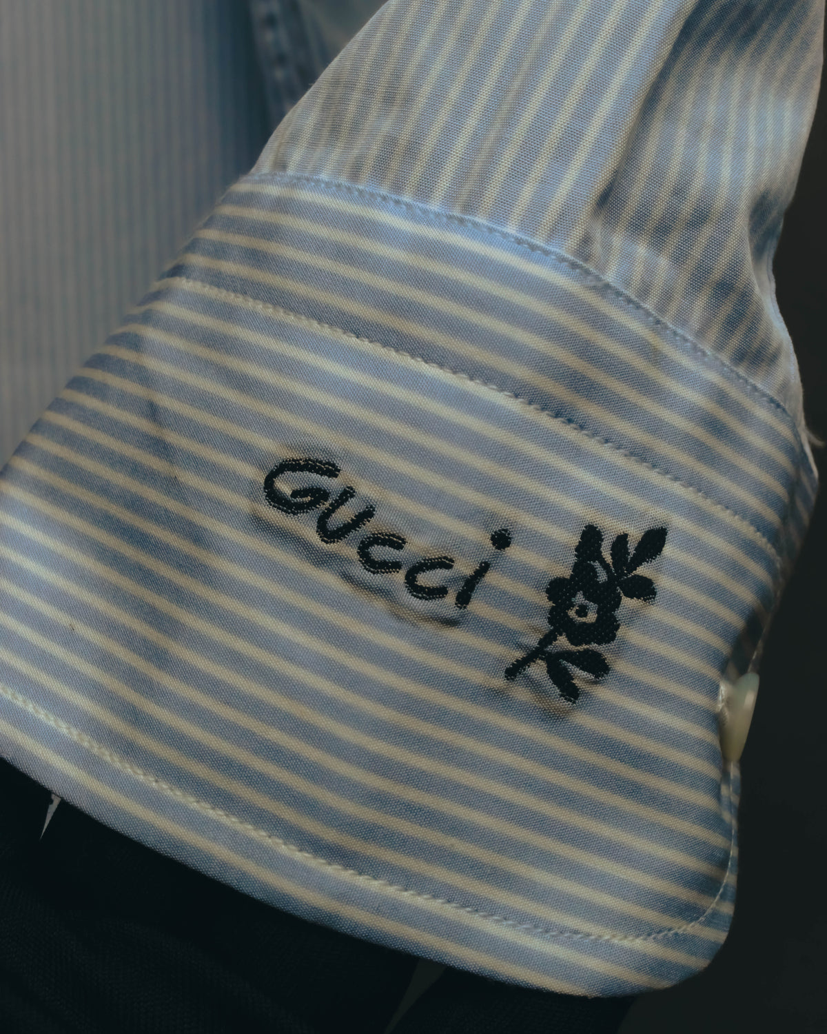 "GUCCI" 10's-20's Striped contrast-collar cotton shirt