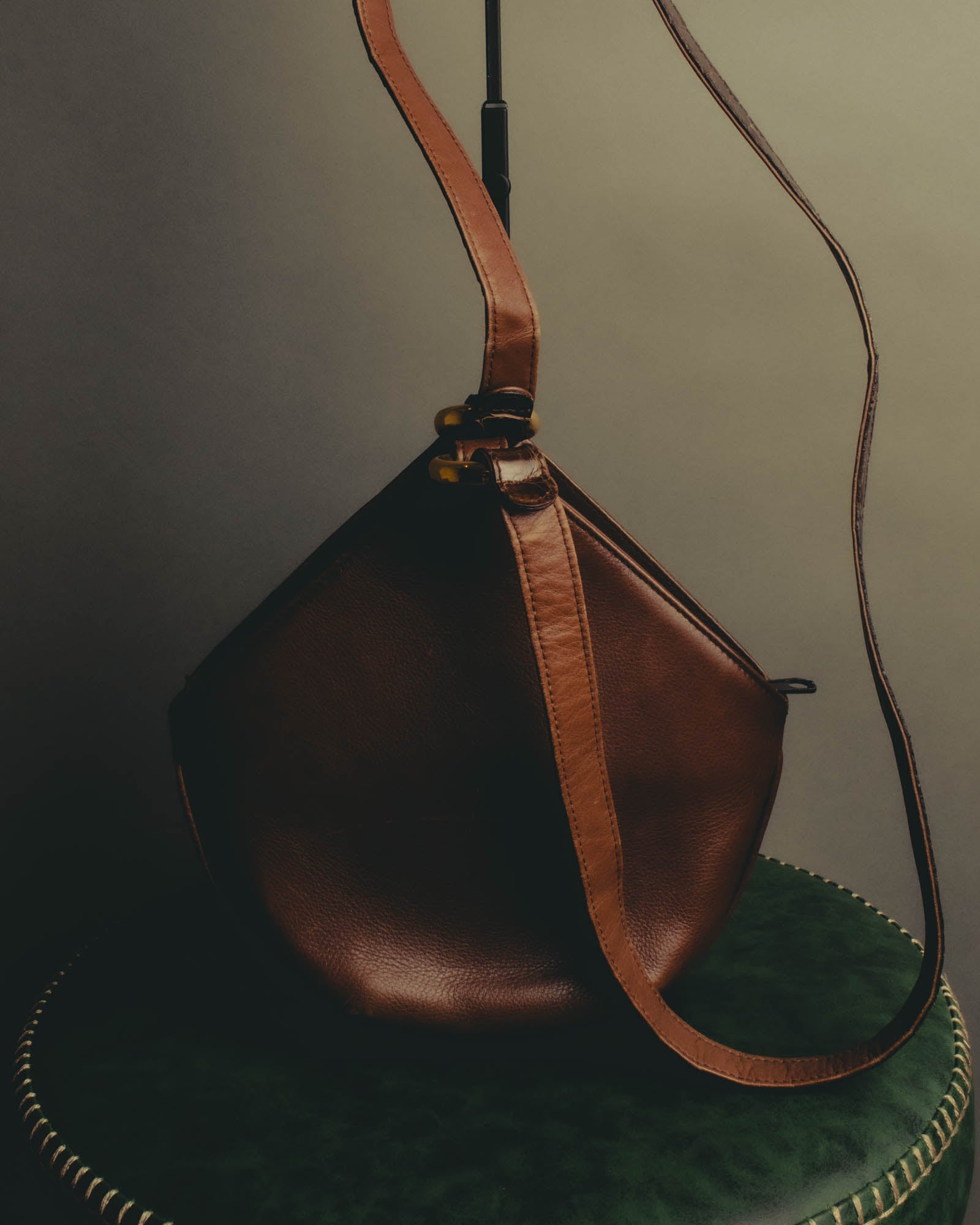 "LOEWE" 80's-90's Sculptural crocodile effect shoulder bag
