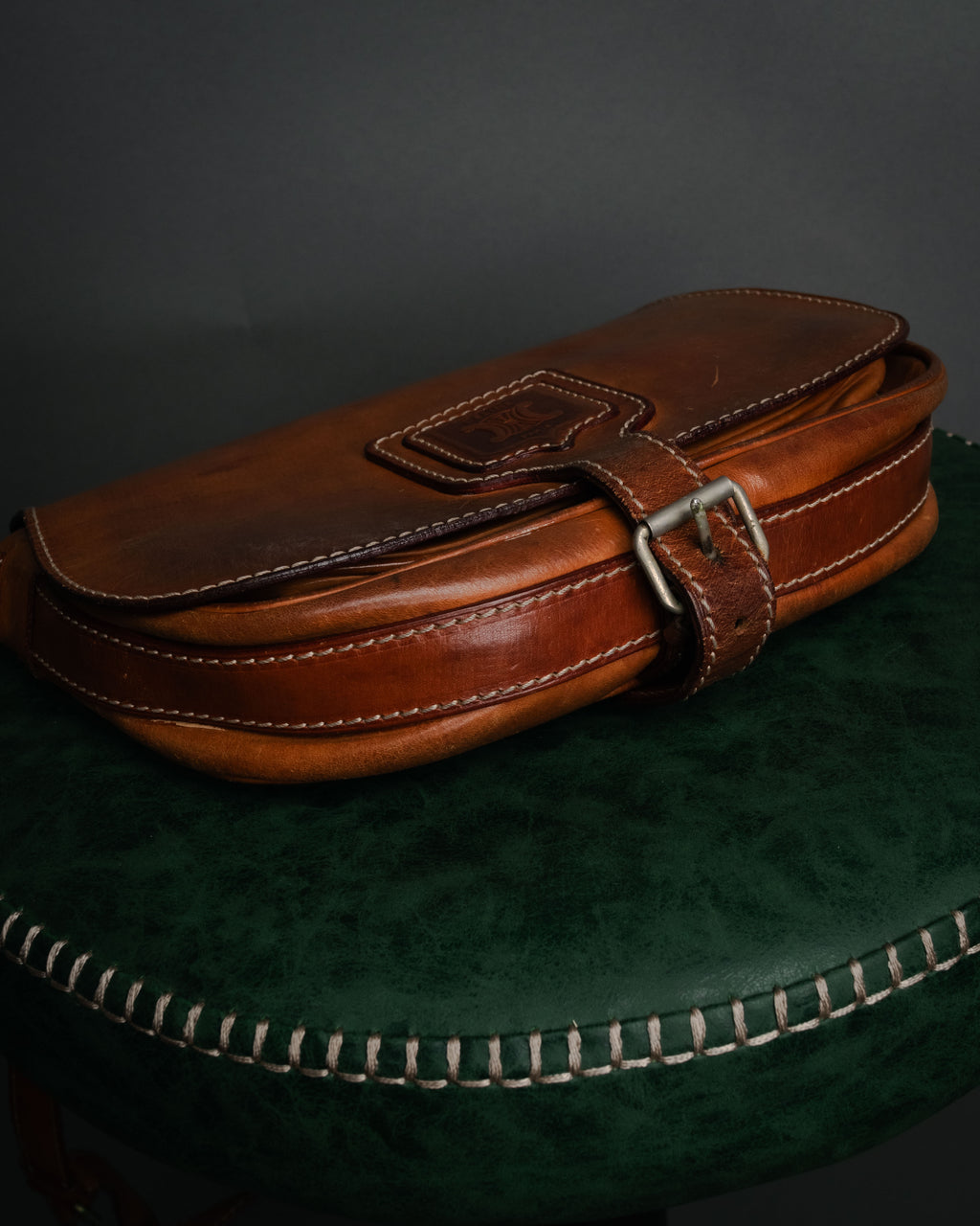 “CELINE” 90’s Leather triomphe shoulder bag