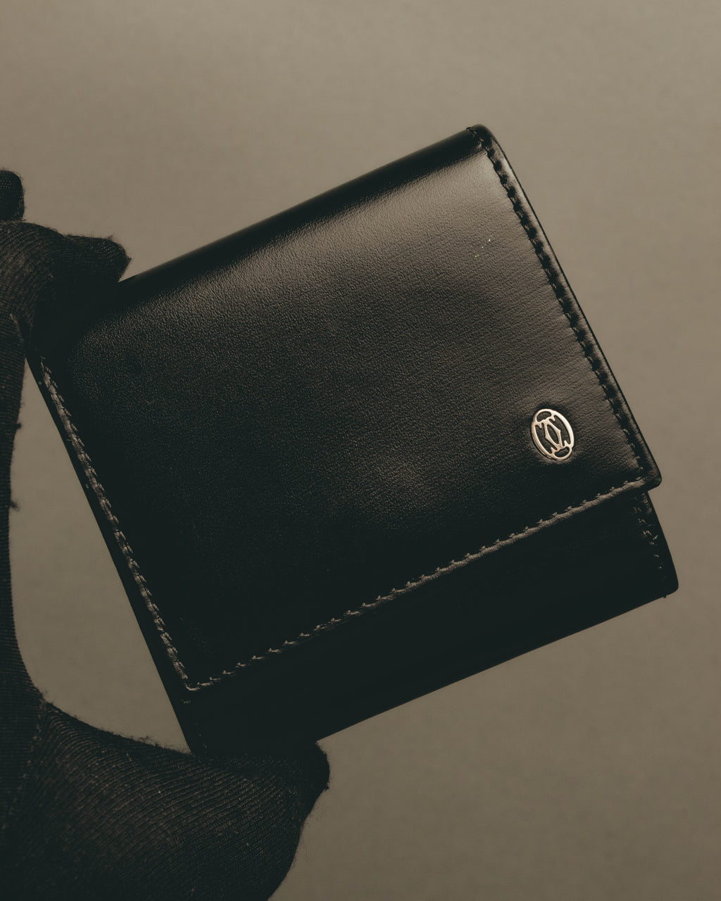 "Cartier" 00's-10's Sleek leather coin case