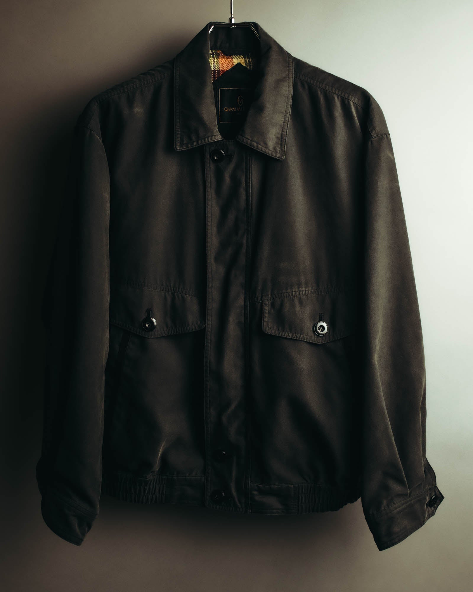 "GIANNI VALENTINO" 90's-00's Check lined zip-up blouson