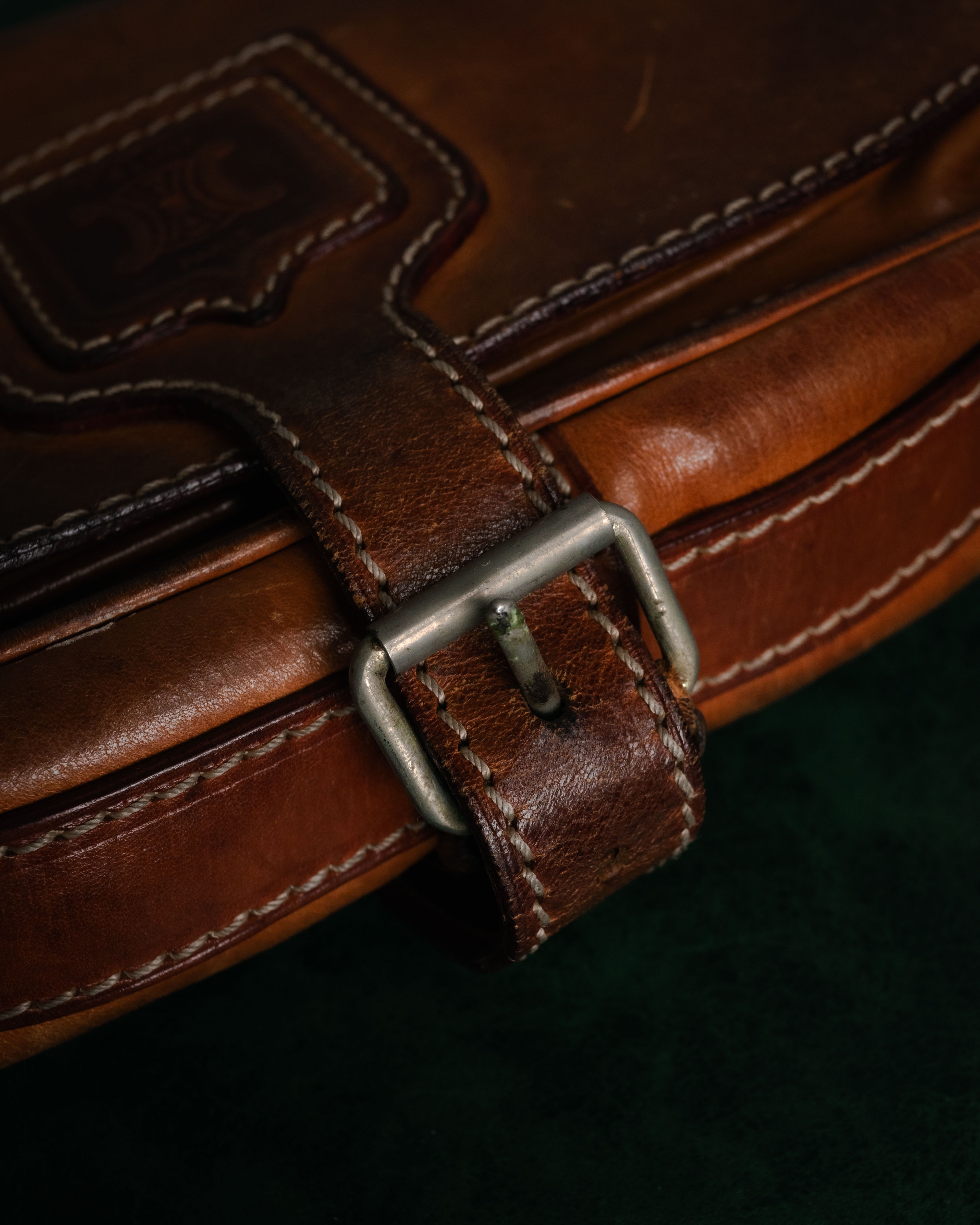 “CELINE” 90’s Leather triomphe shoulder bag