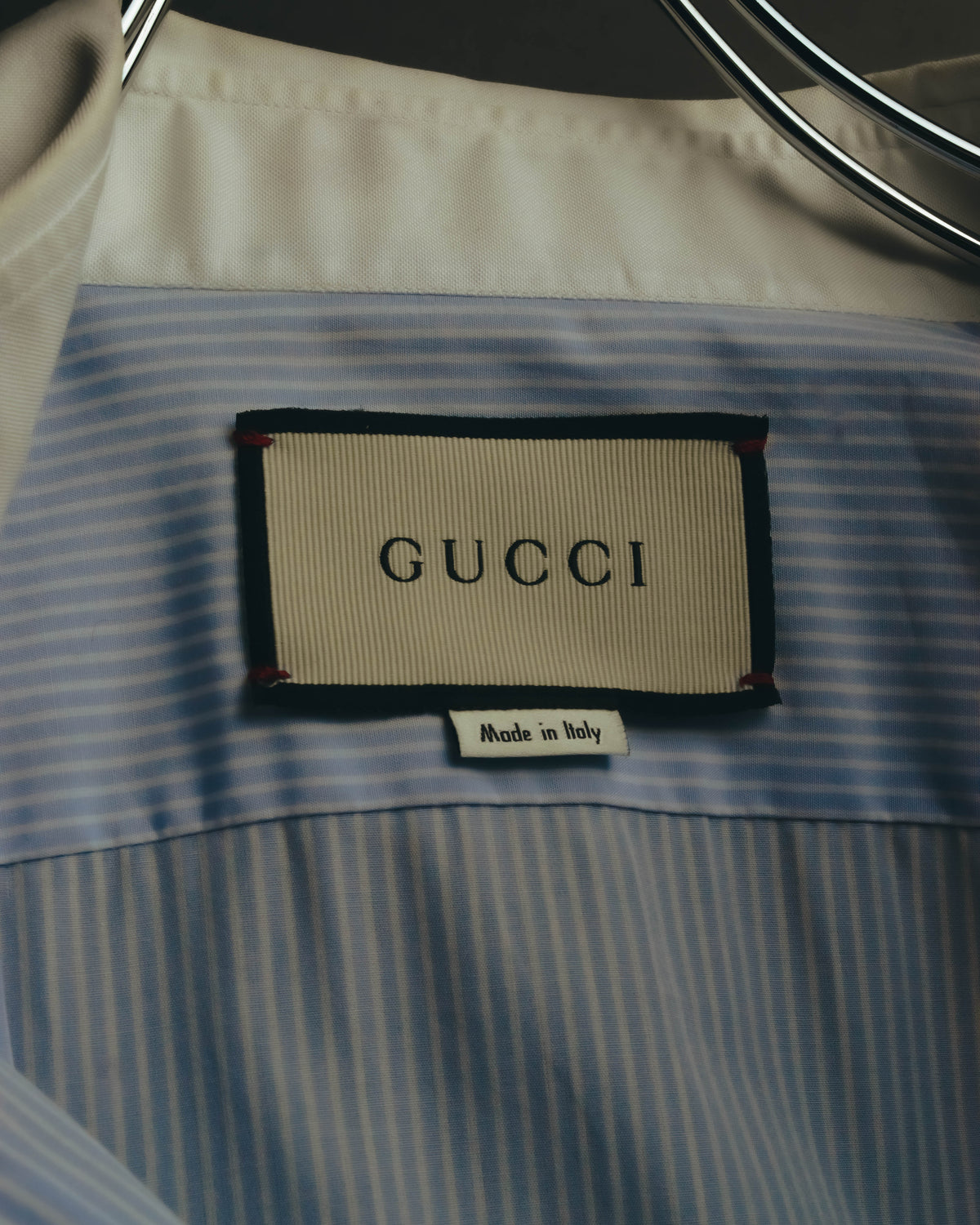 "GUCCI" 10's-20's Striped contrast-collar cotton shirt