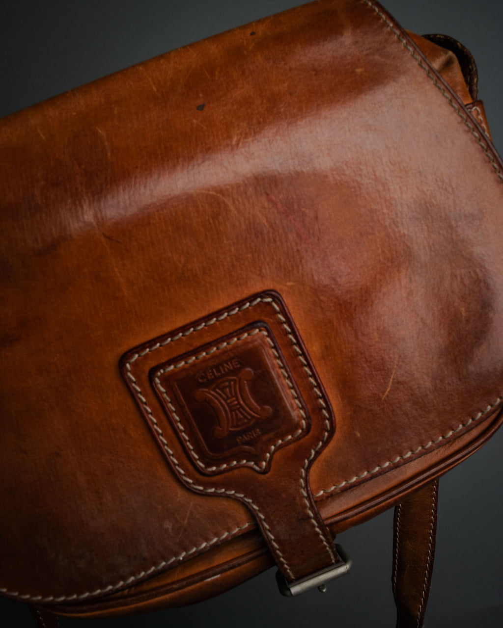 “CELINE” 90’s Leather triomphe shoulder bag