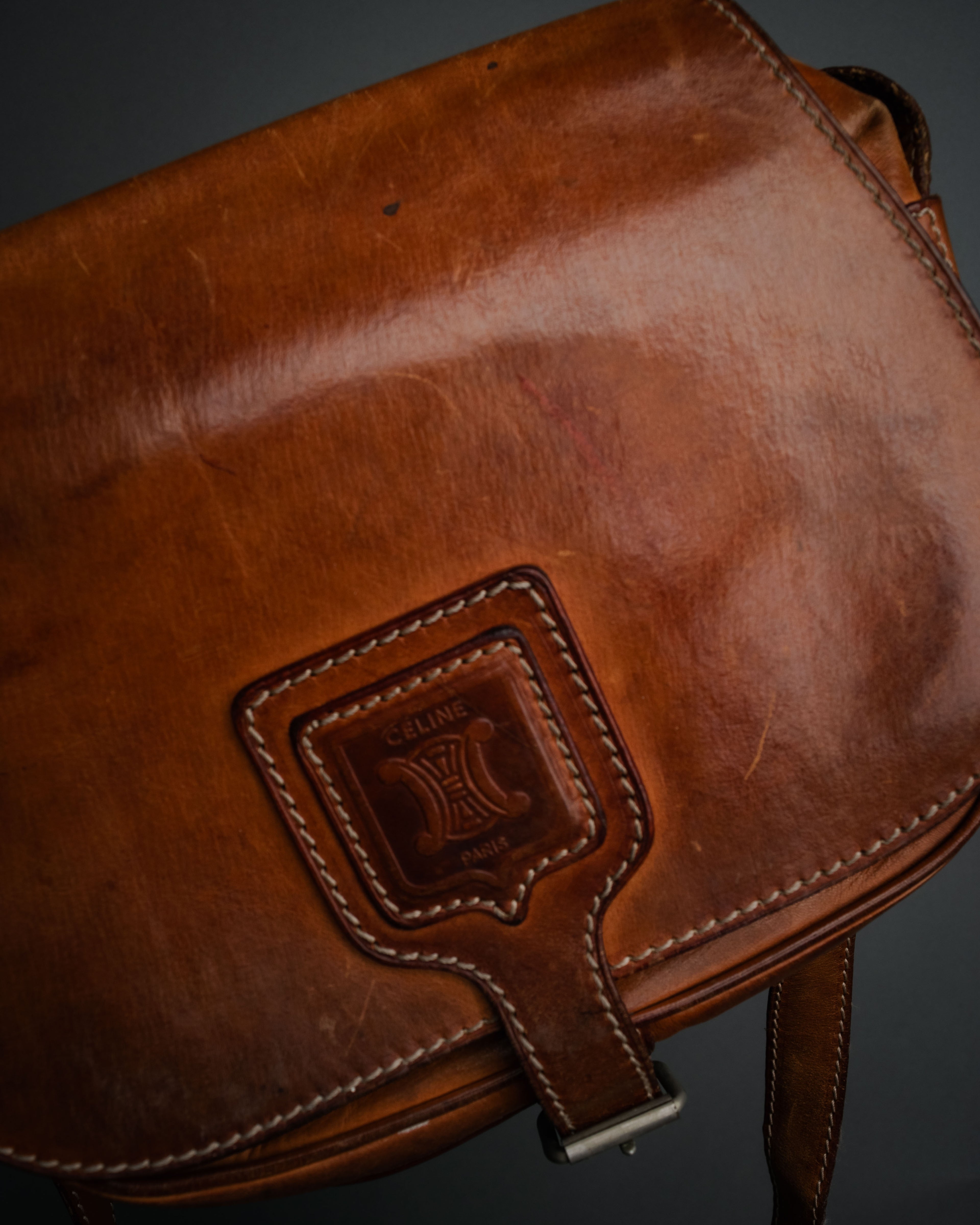 “CELINE” 90’s Leather triomphe shoulder bag