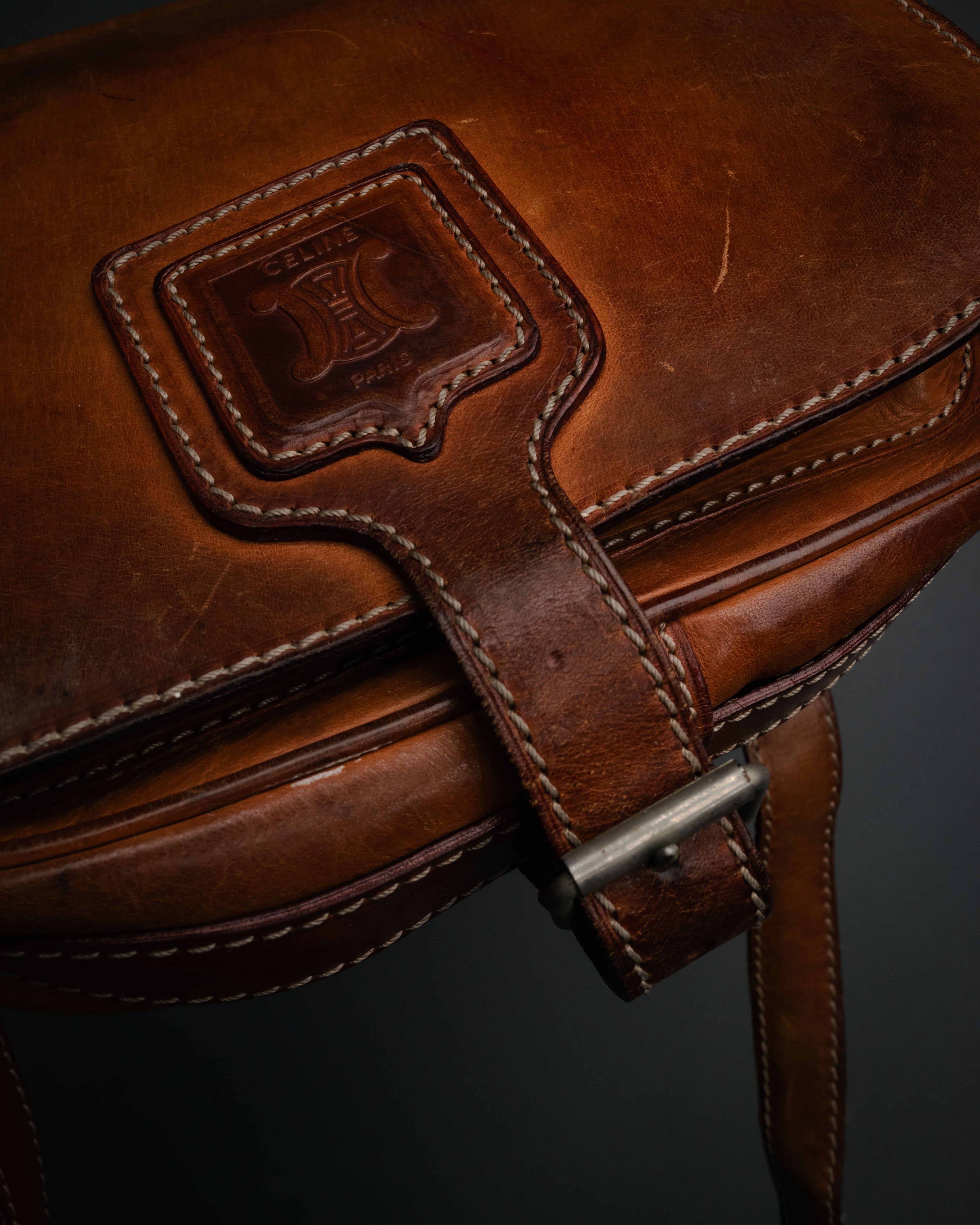 “CELINE” 90’s Leather triomphe shoulder bag