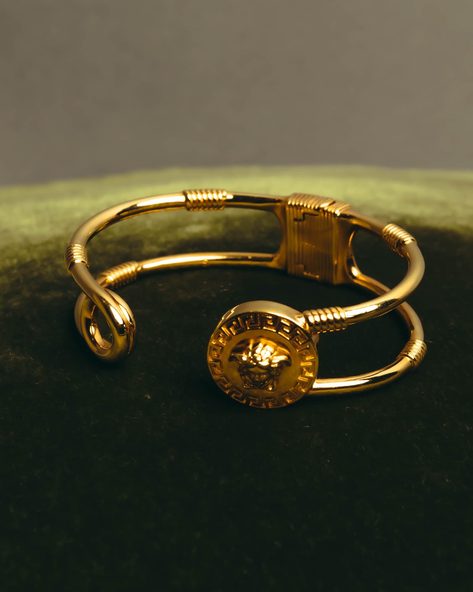 "VERSACE" 2010's-20's Gold tone safety pin cuff bracelet
