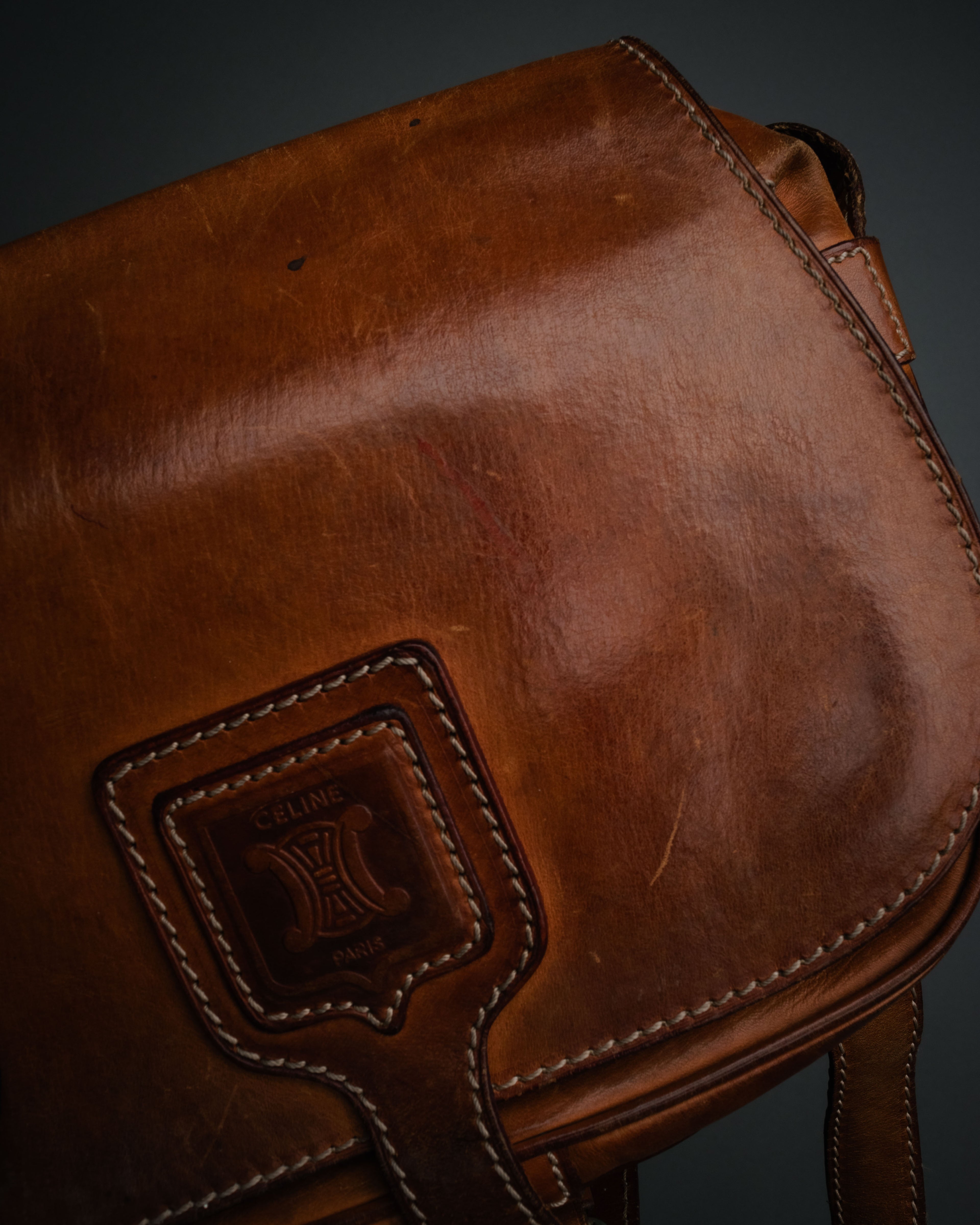 “CELINE” 90’s Leather triomphe shoulder bag