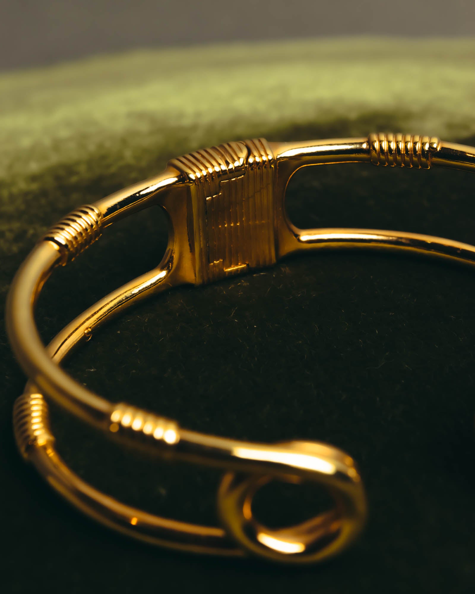 "VERSACE" 2010's-20's Gold tone safety pin cuff bracelet