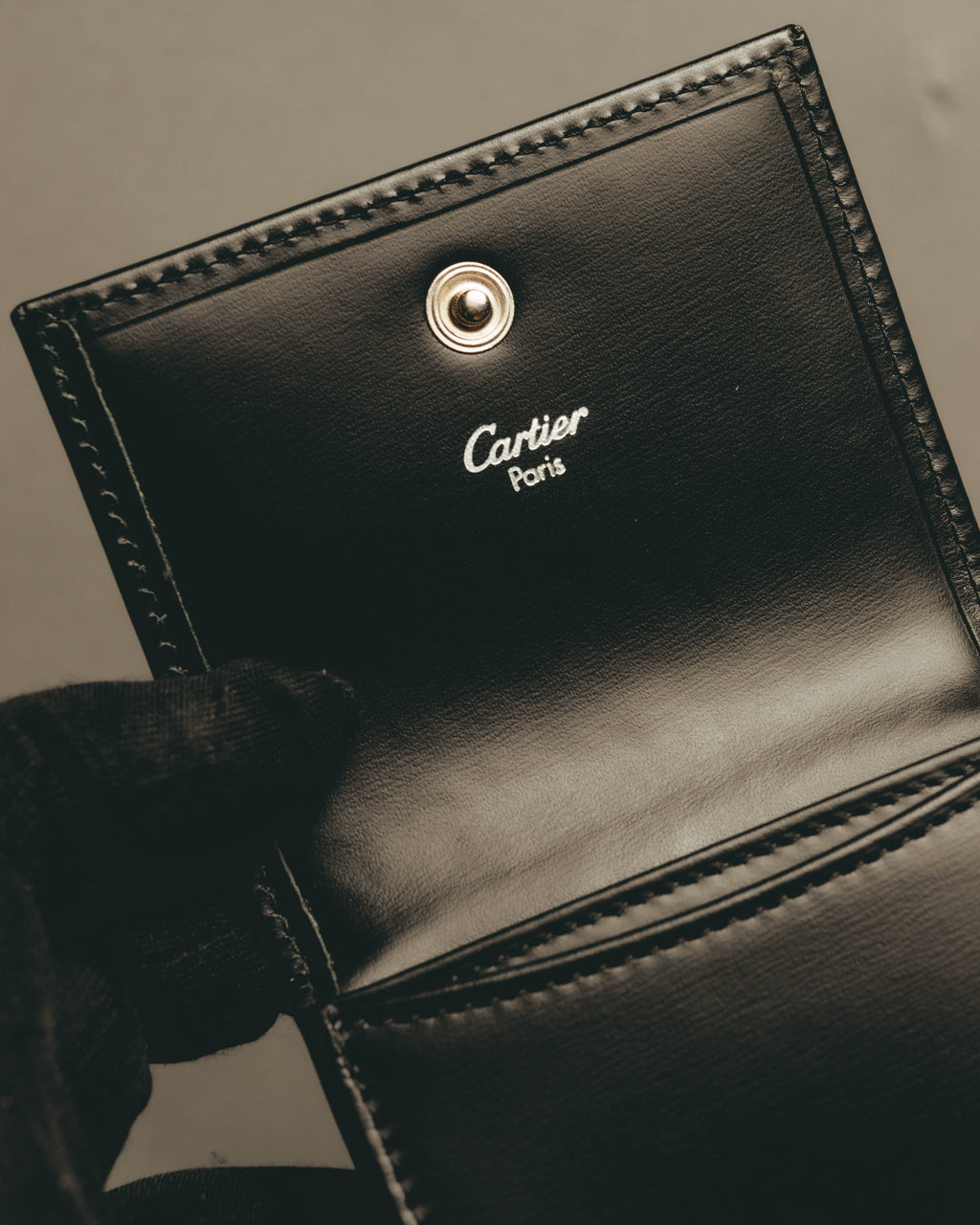 "Cartier" 00's-10's Sleek leather coin case