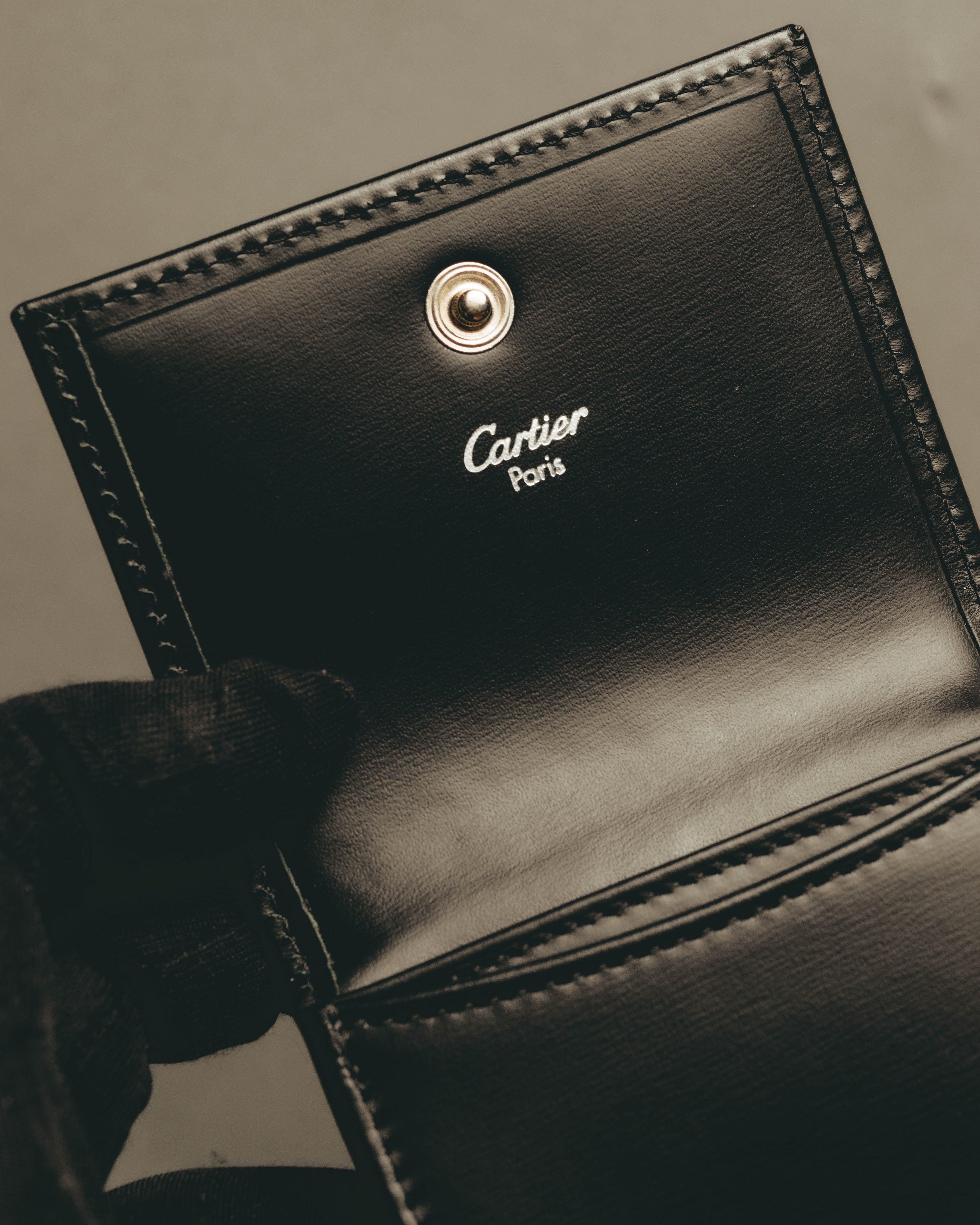 "Cartier" 00's-10's Sleek leather coin case