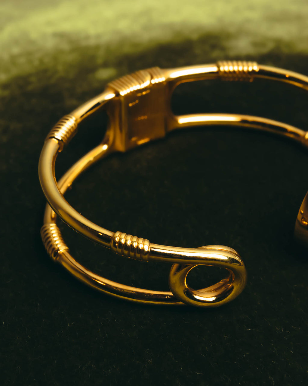 "VERSACE" 2010's-20's Gold tone safety pin cuff bracelet