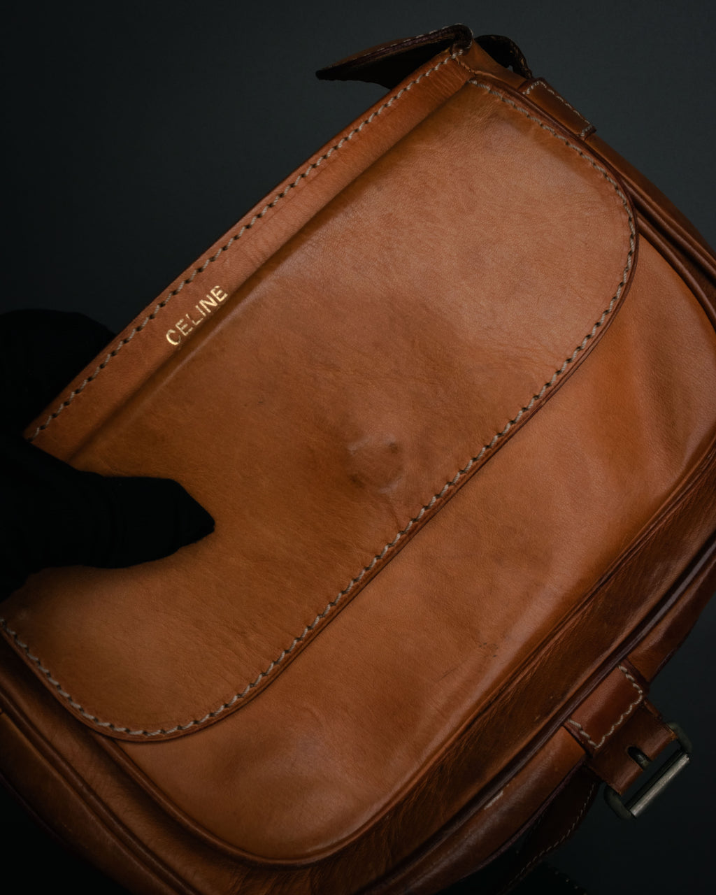 “CELINE” 90’s Leather triomphe shoulder bag