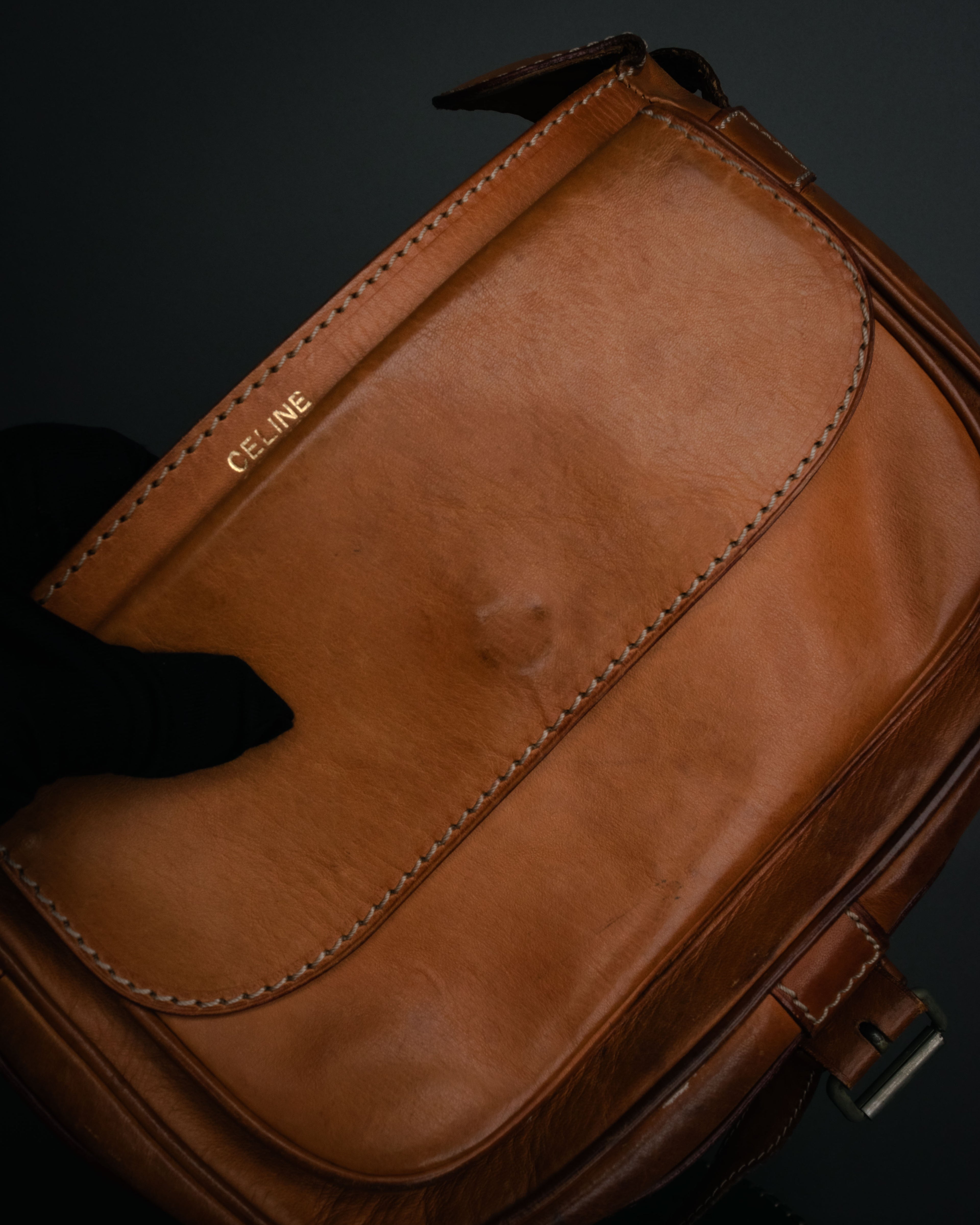 “CELINE” 90’s Leather triomphe shoulder bag