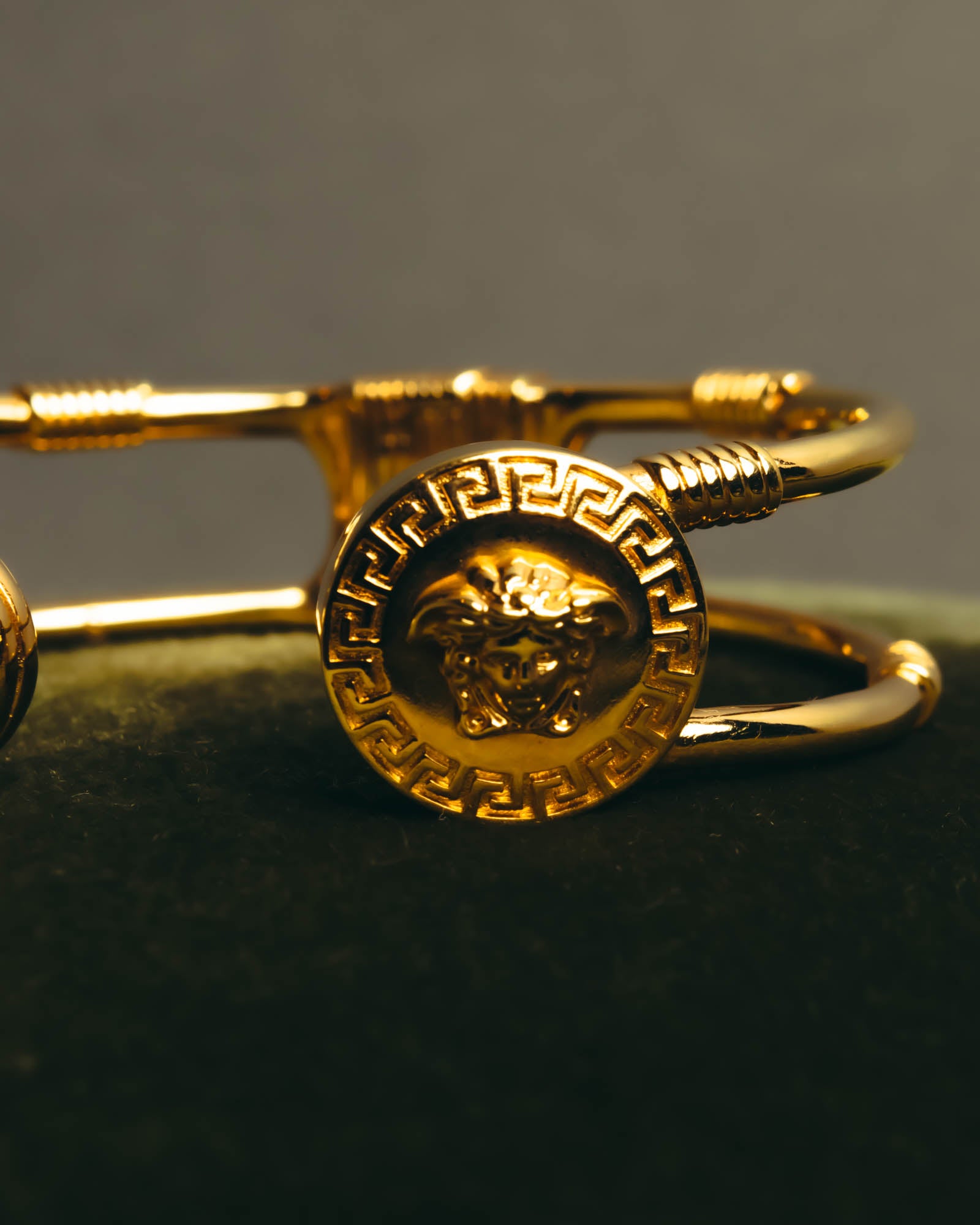 "VERSACE" 2010's-20's Gold tone safety pin cuff bracelet