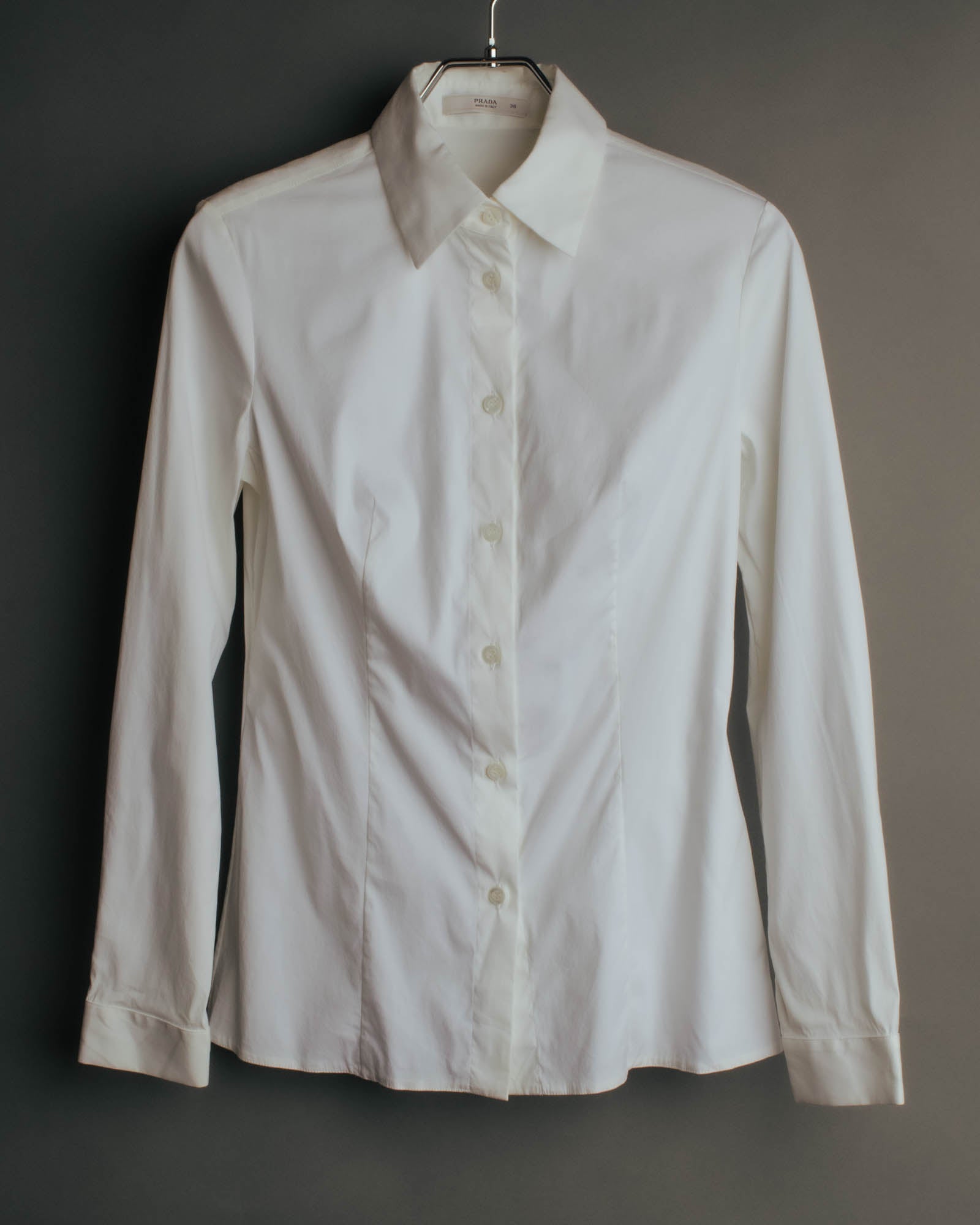 "PRADA" 2010's Tailored white cotton darted shirt