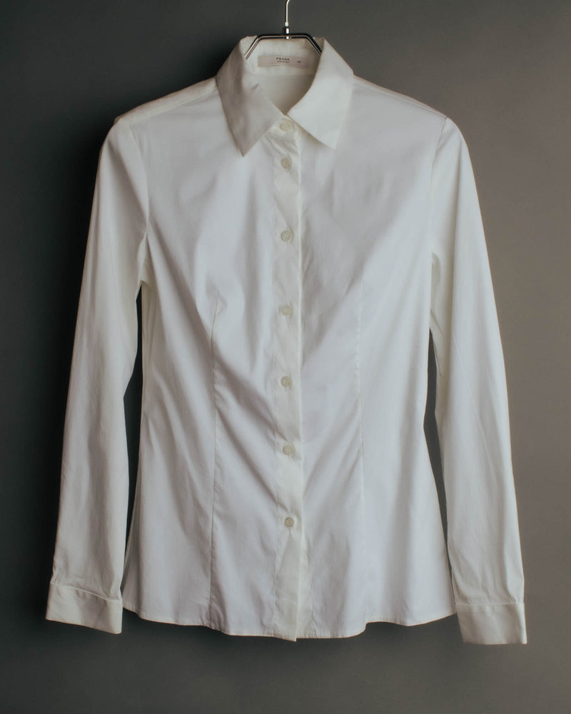 "PRADA" 2010's Tailored white cotton darted shirt