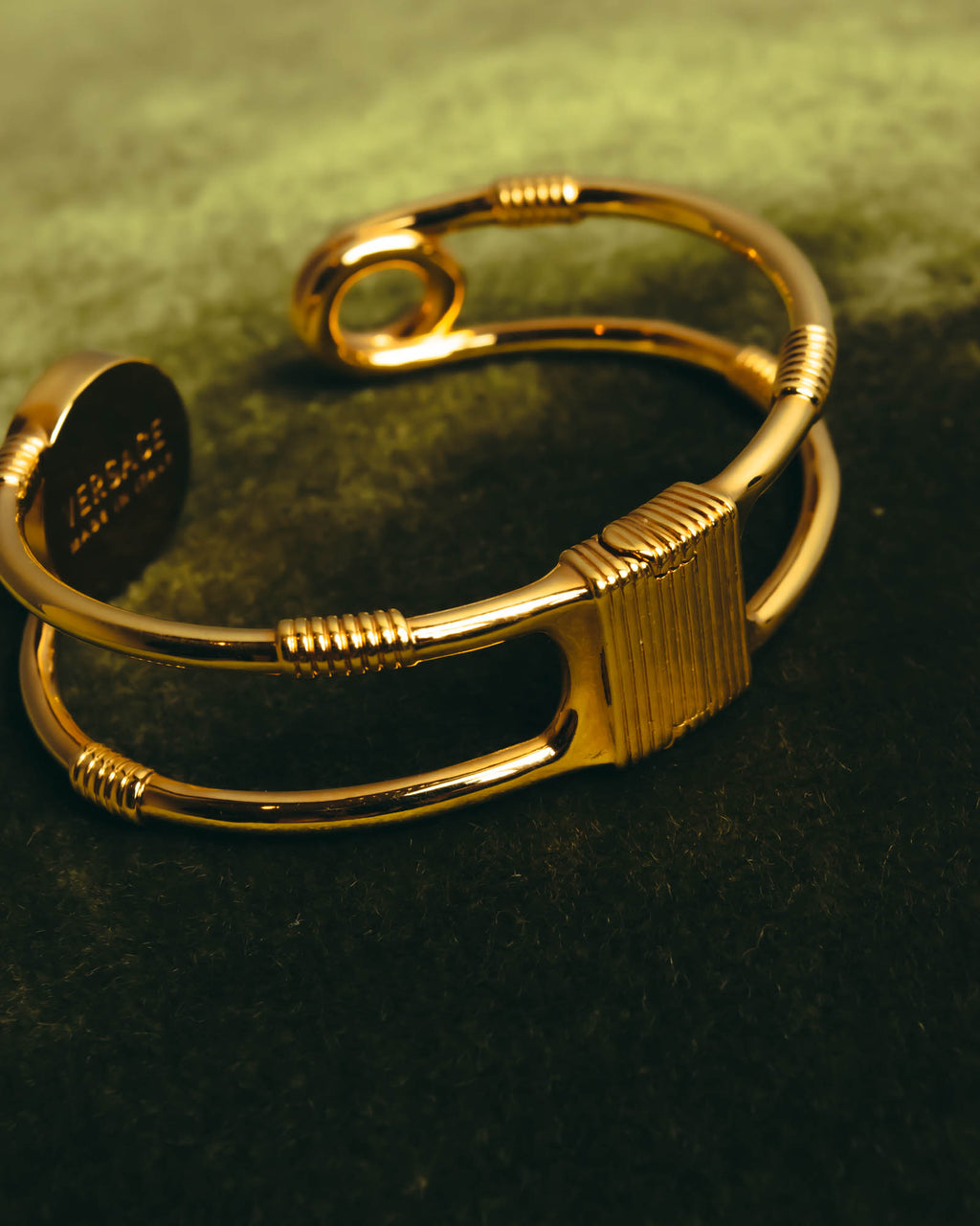 "VERSACE" 2010's-20's Gold tone safety pin cuff bracelet