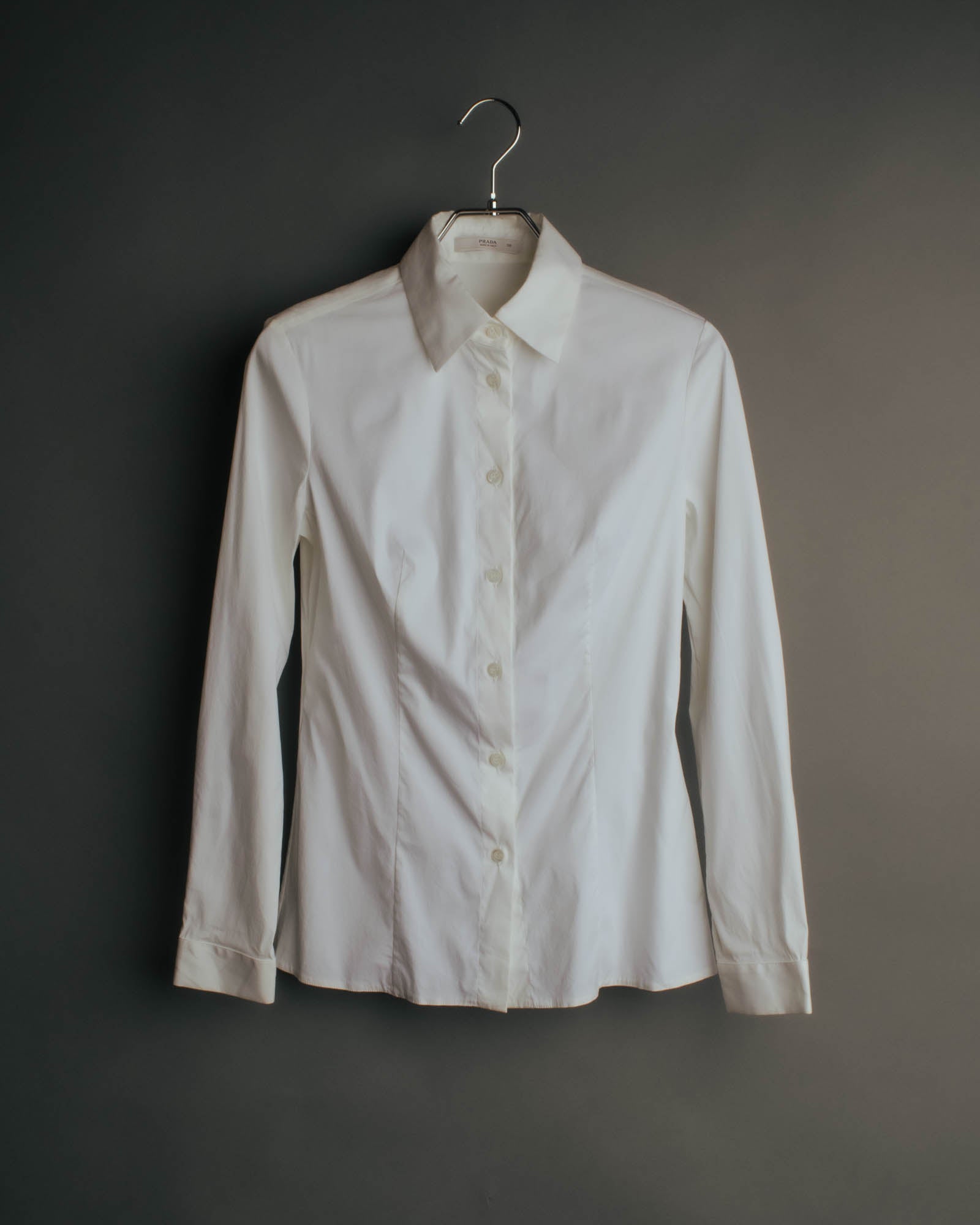 "PRADA" 2010's Tailored white cotton darted shirt
