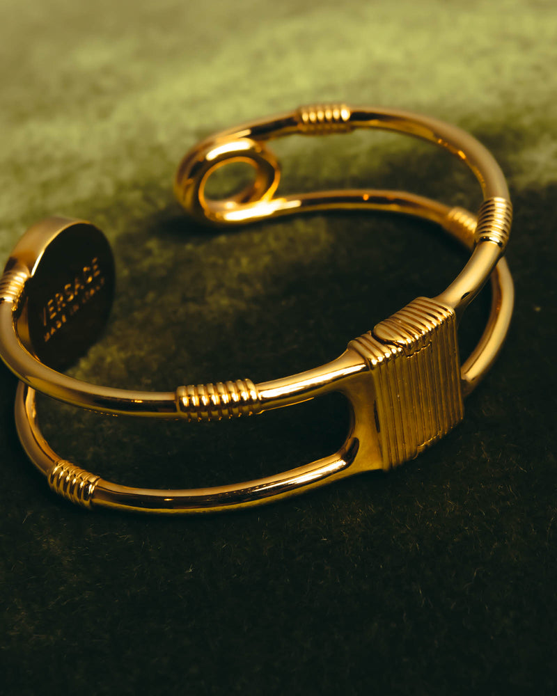 "VERSACE" 2010's-20's Gold tone safety pin cuff bracelet