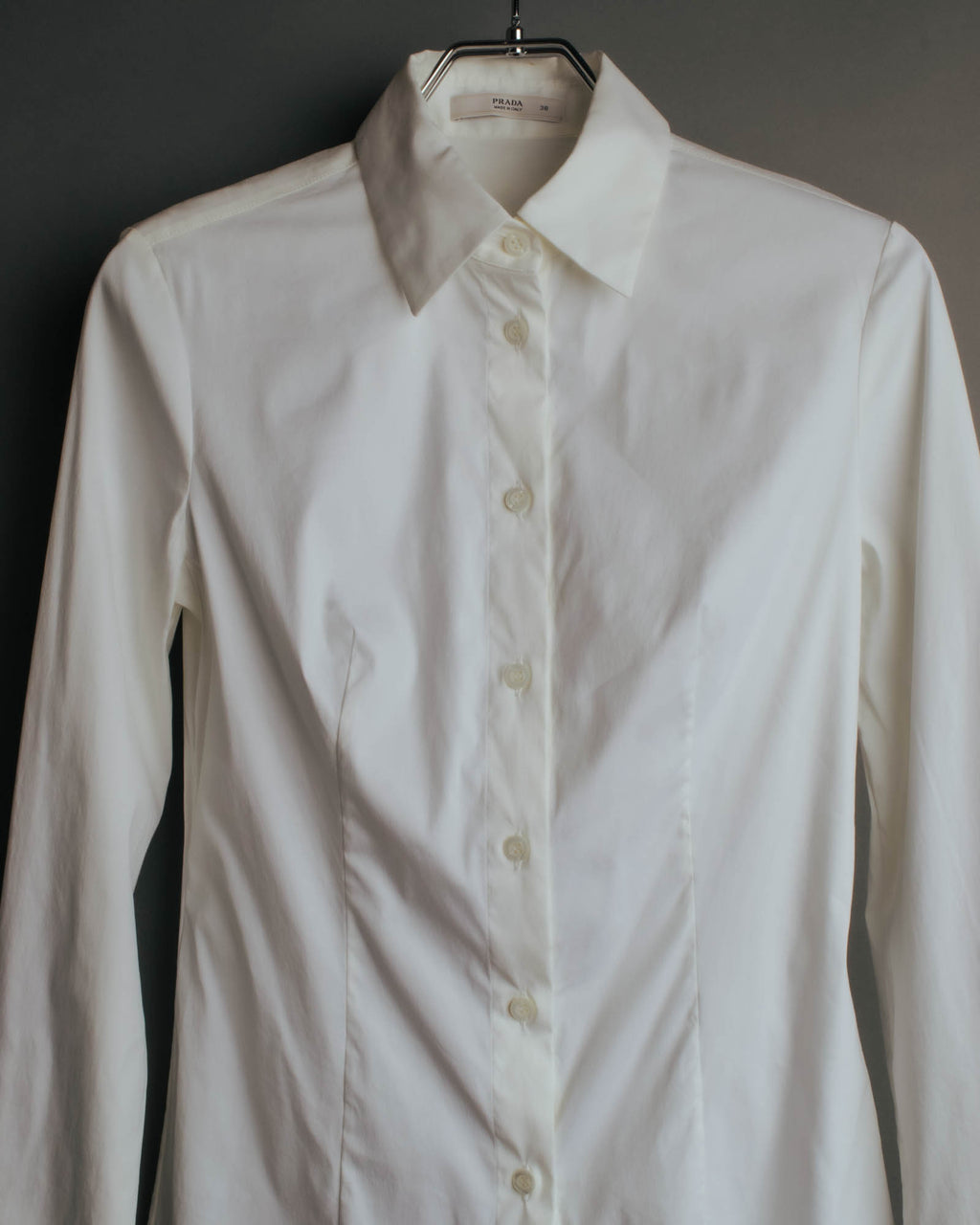 "PRADA" 2010's Tailored white cotton darted shirt
