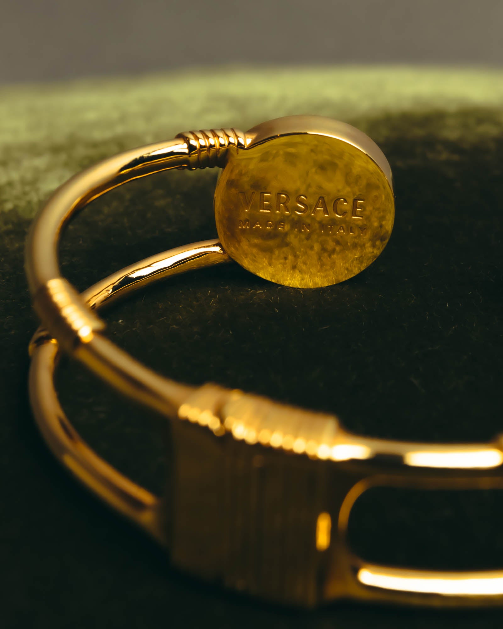 "VERSACE" 2010's-20's Gold tone safety pin cuff bracelet