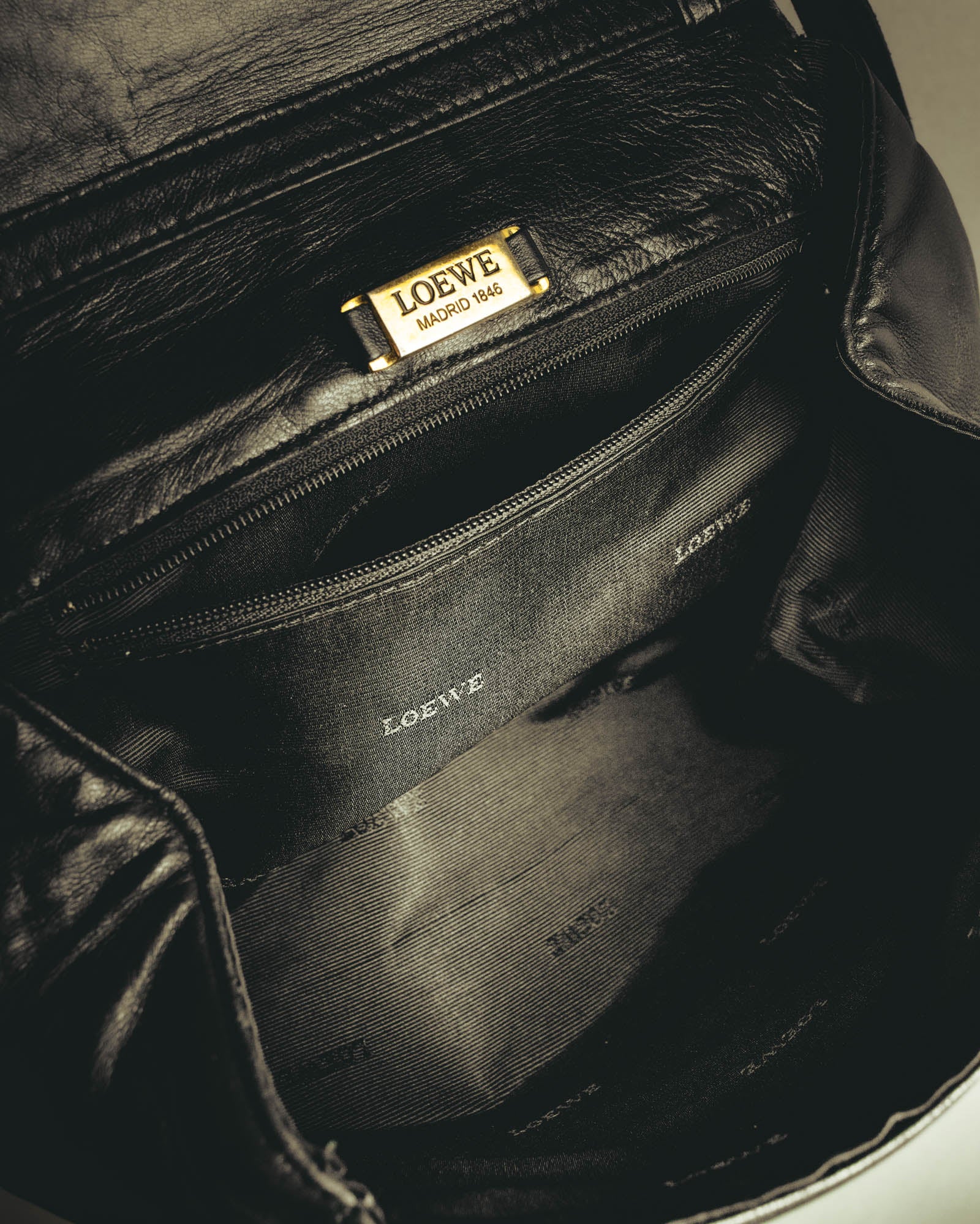 "LOEWE" 1990s to early 2000 ostrich leather shoulder bag