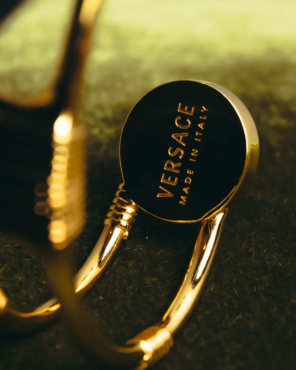"VERSACE" 2010's-20's Gold tone safety pin cuff bracelet