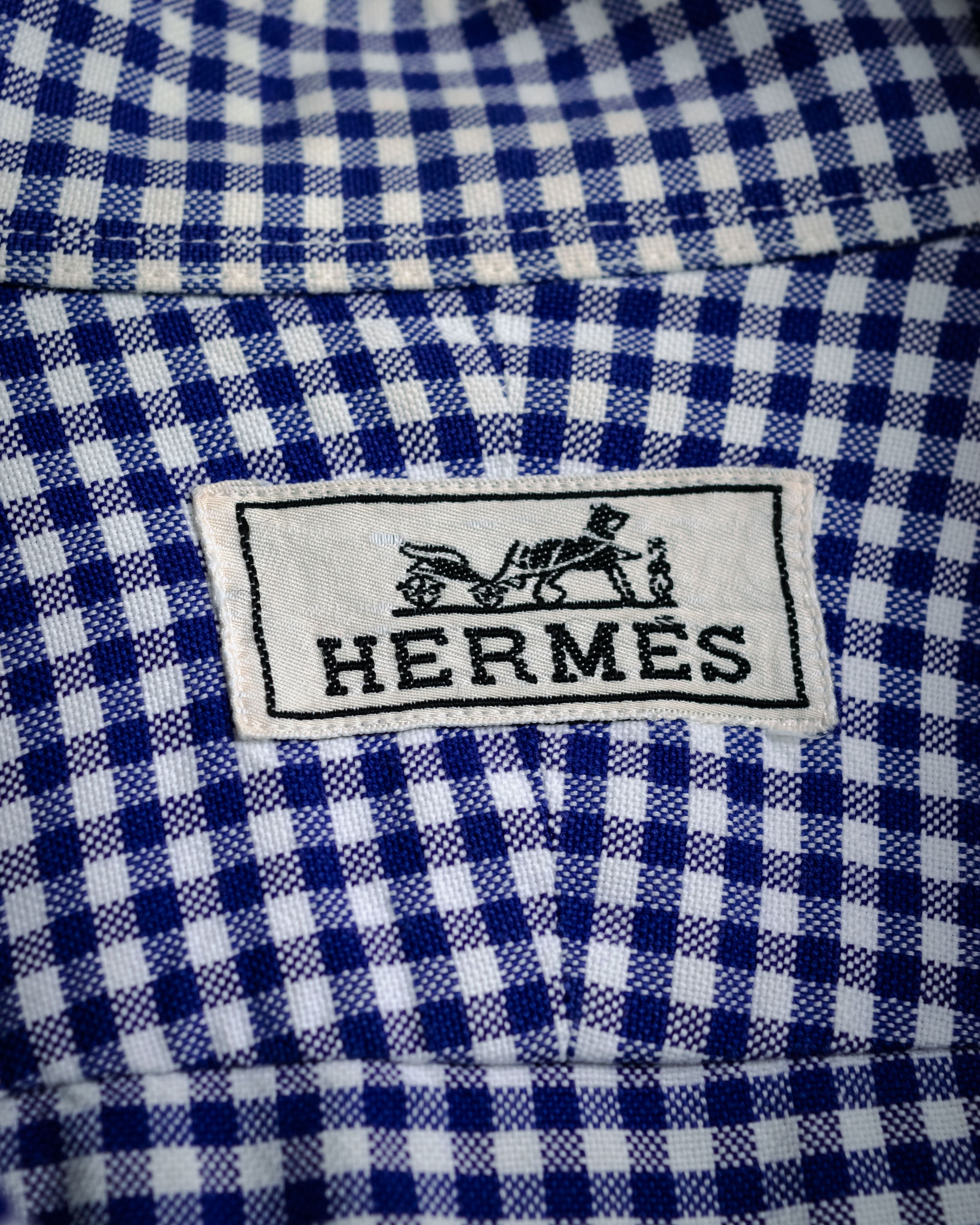 HERMÈS (エルメス) - ギンガムチェック 長袖シャツ - ブルー - 39-15 1