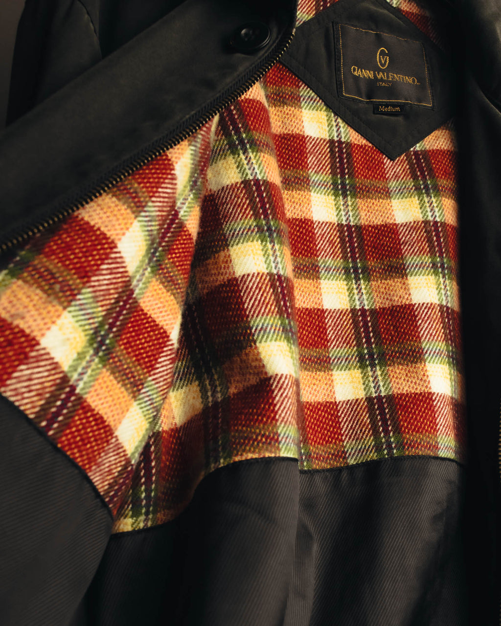 "GIANNI VALENTINO" 90's-00's Check lined zip-up blouson