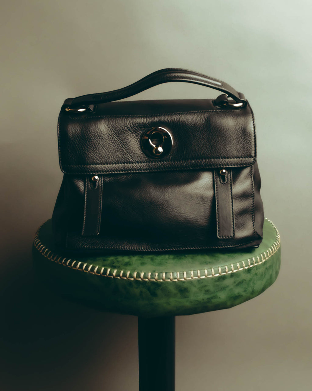 "Yves Saint Laurent" 00's-10's Structured pebbled leather top handle bag