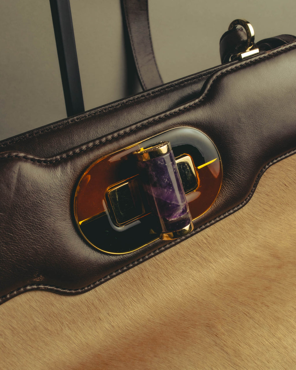 "BVLGARI" 10's Sculptural hair on two way handbag