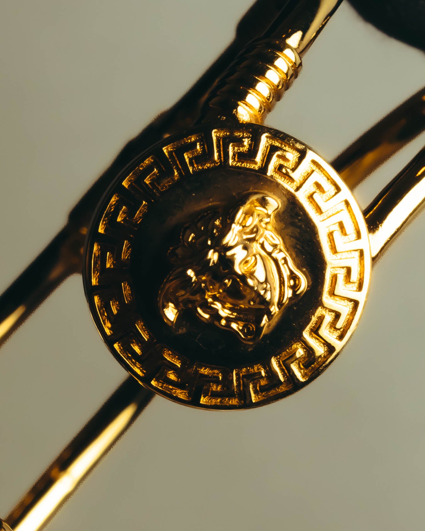 "VERSACE" 2010's-20's Gold tone safety pin cuff bracelet