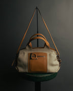 “Salvatore Ferragamo” 00’s-10’s Canvas leather gancini detail 2way handbag
