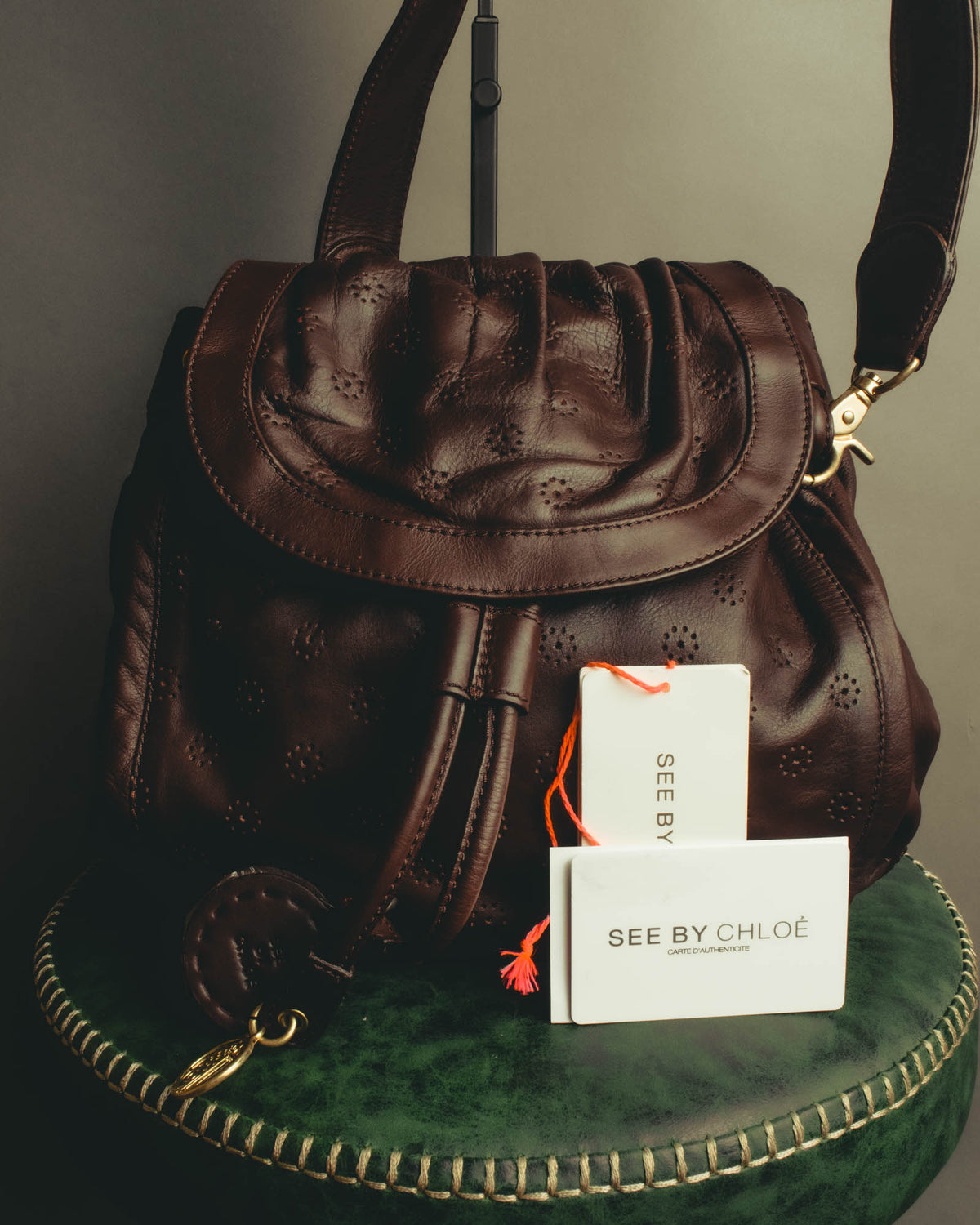 "See By Chloé" 10's Floral perforated leather shoulder bag