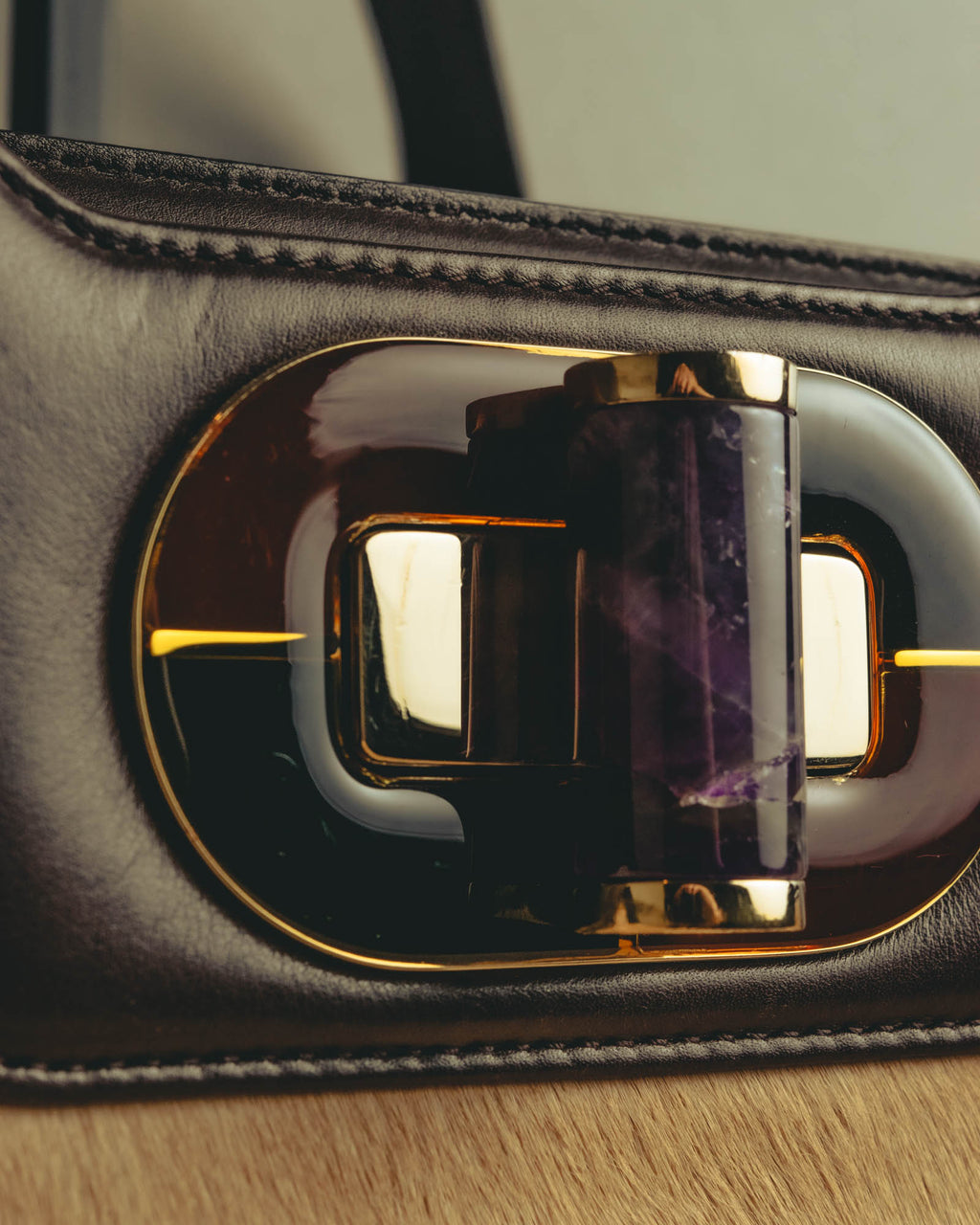 "BVLGARI" 10's Sculptural hair on two way handbag