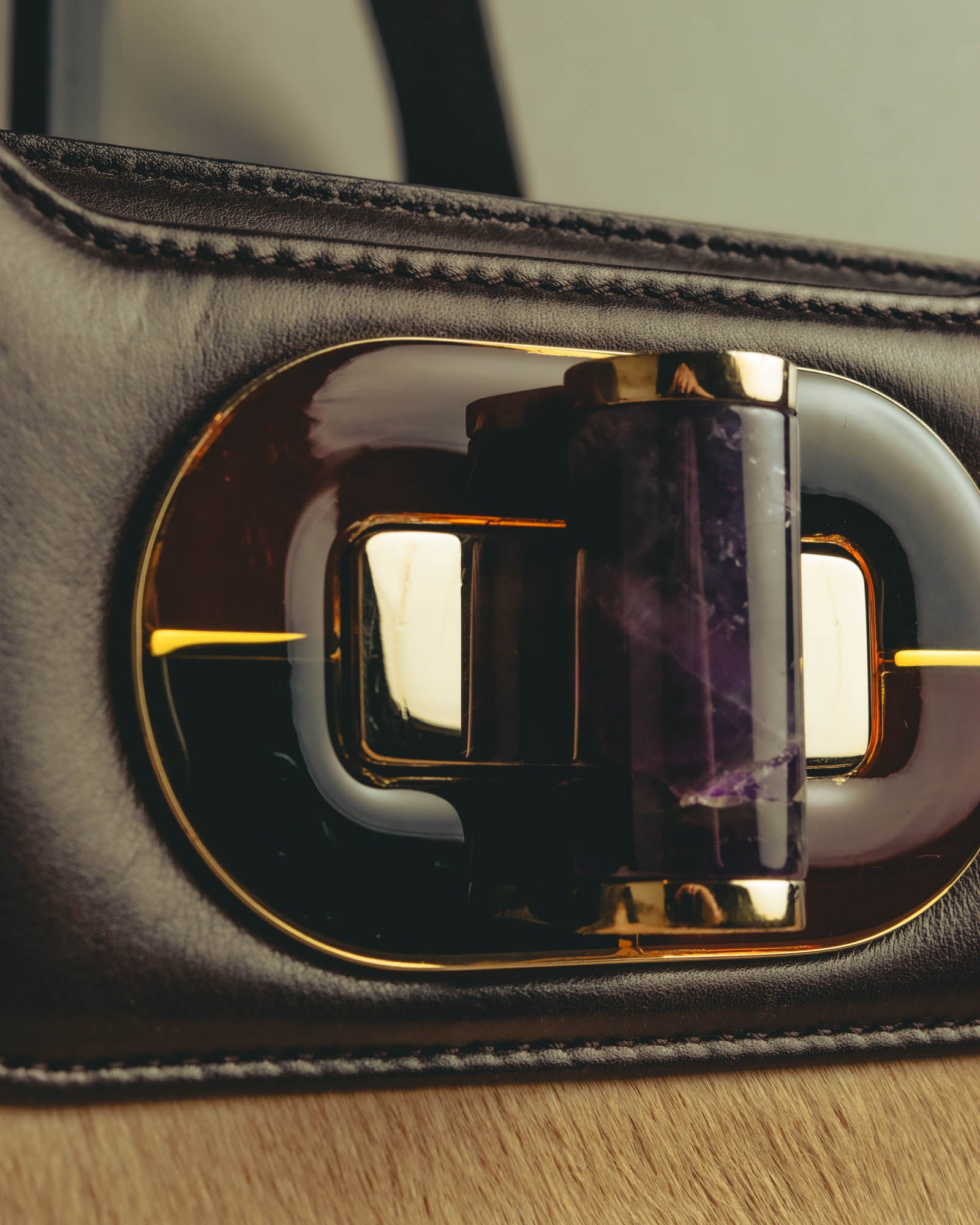 "BVLGARI" 10's Sculptural hair on two way handbag